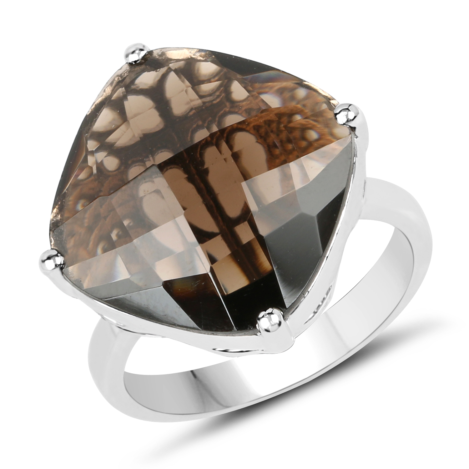 11.10 Carat Genuine Smoky Quartz .925 Sterling Silver Ring
