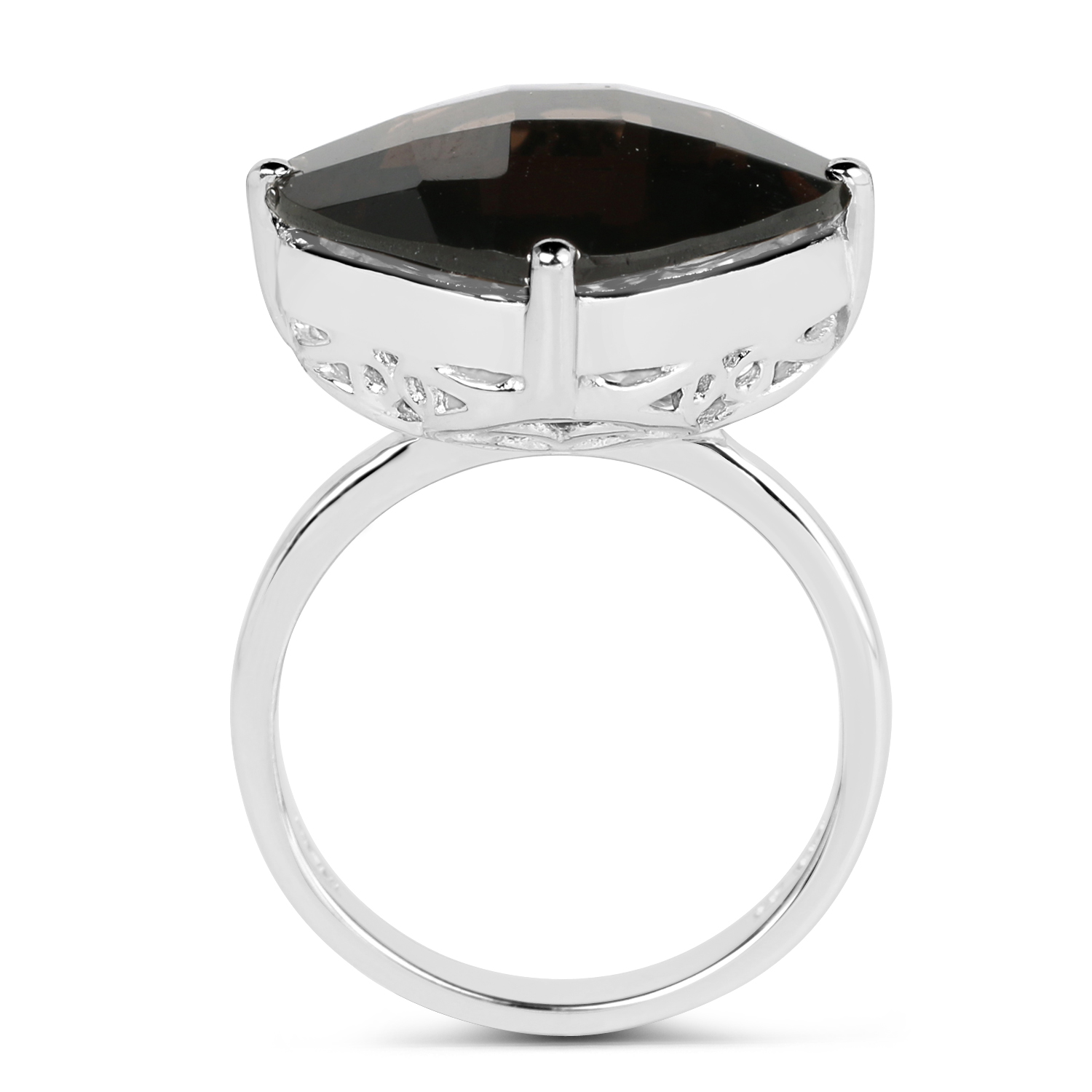 11.10 Carat Genuine Smoky Quartz .925 Sterling Silver Ring