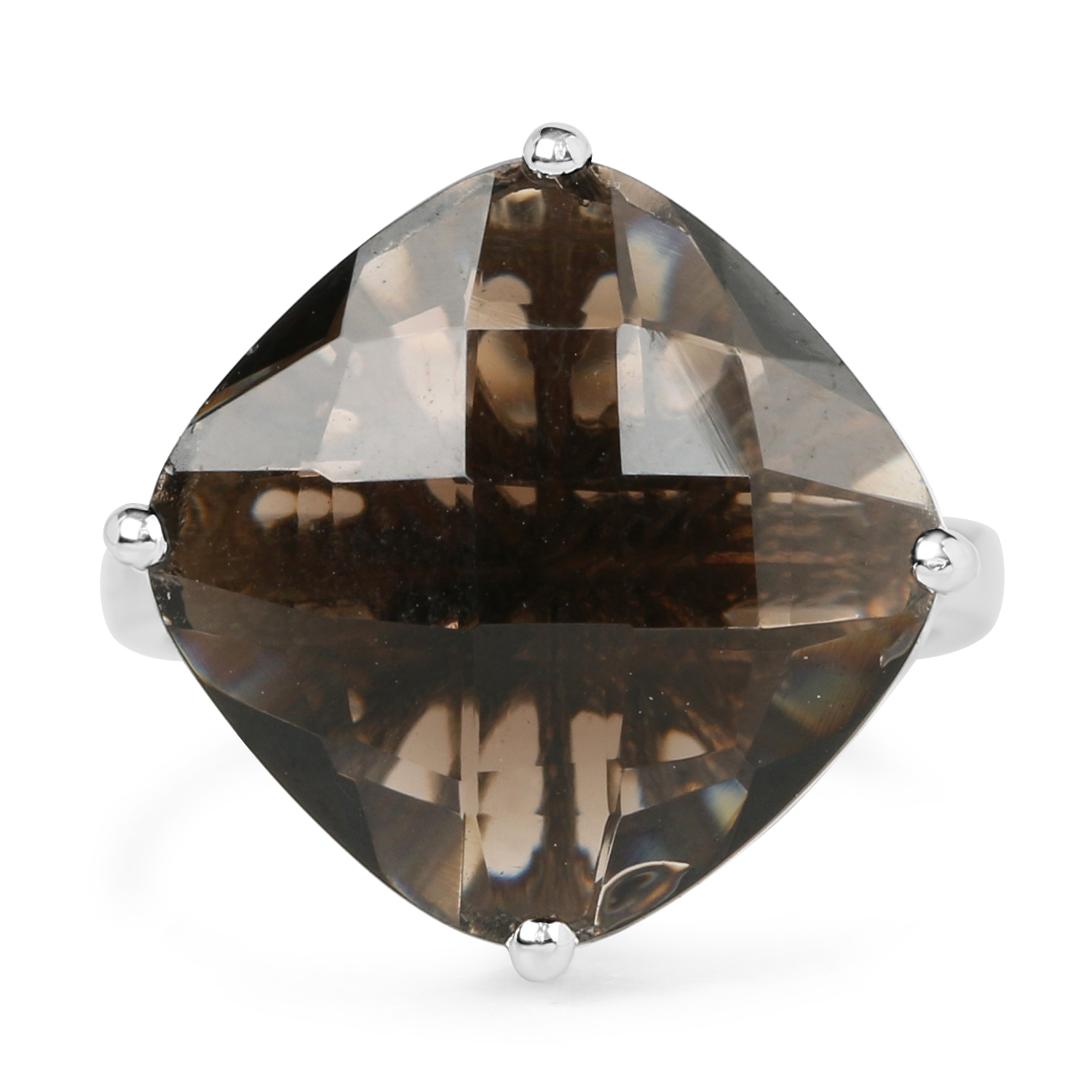 11.10 Carat Genuine Smoky Quartz .925 Sterling Silver Ring