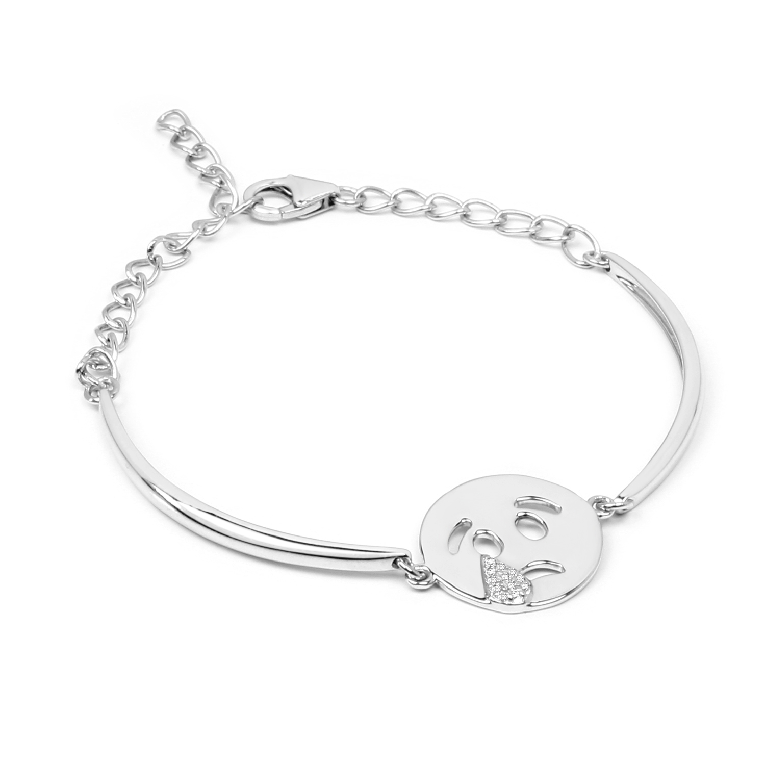 0.09 Carat Genuine White Topaz .925 Sterling Silver Bracelet