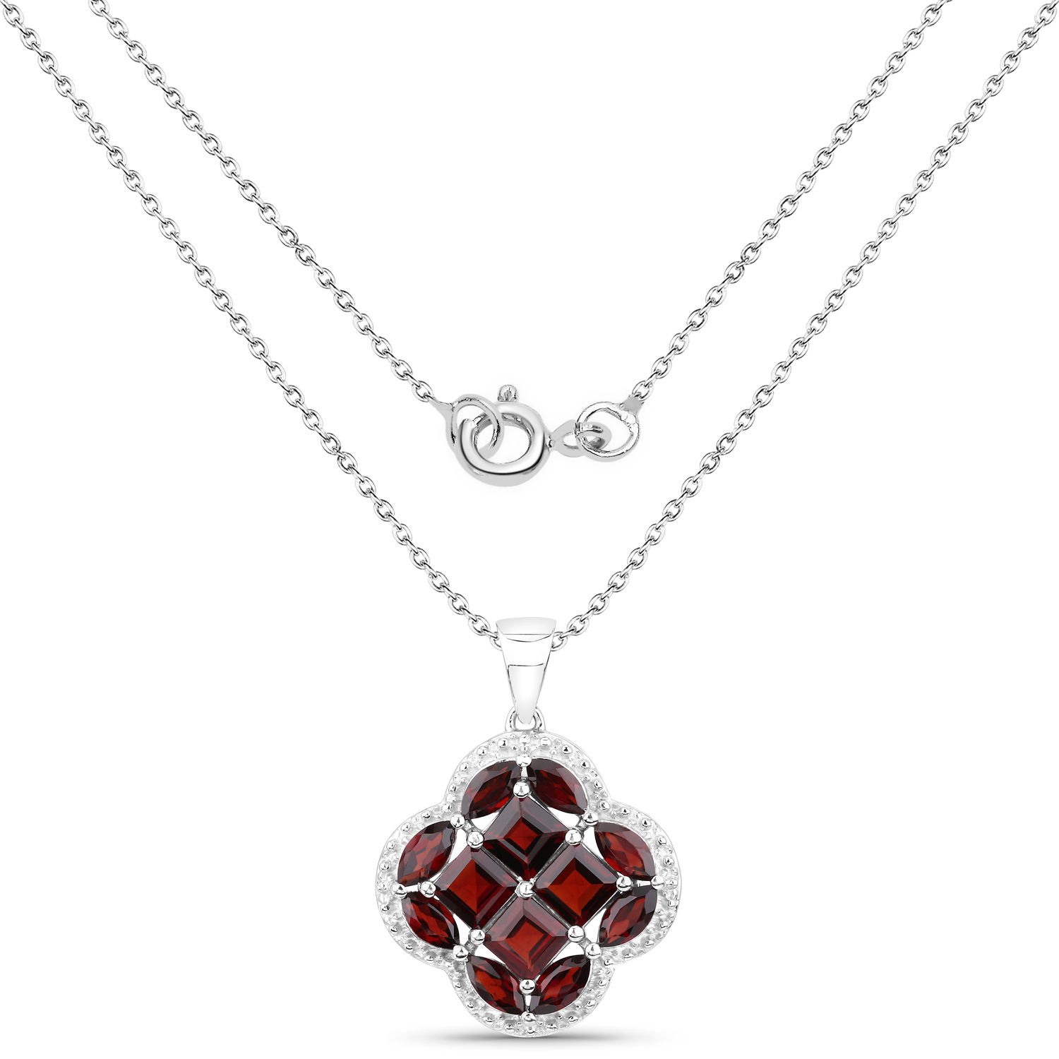 6.88 Carat Genuine Garnet .925 Sterling Silver Pendant