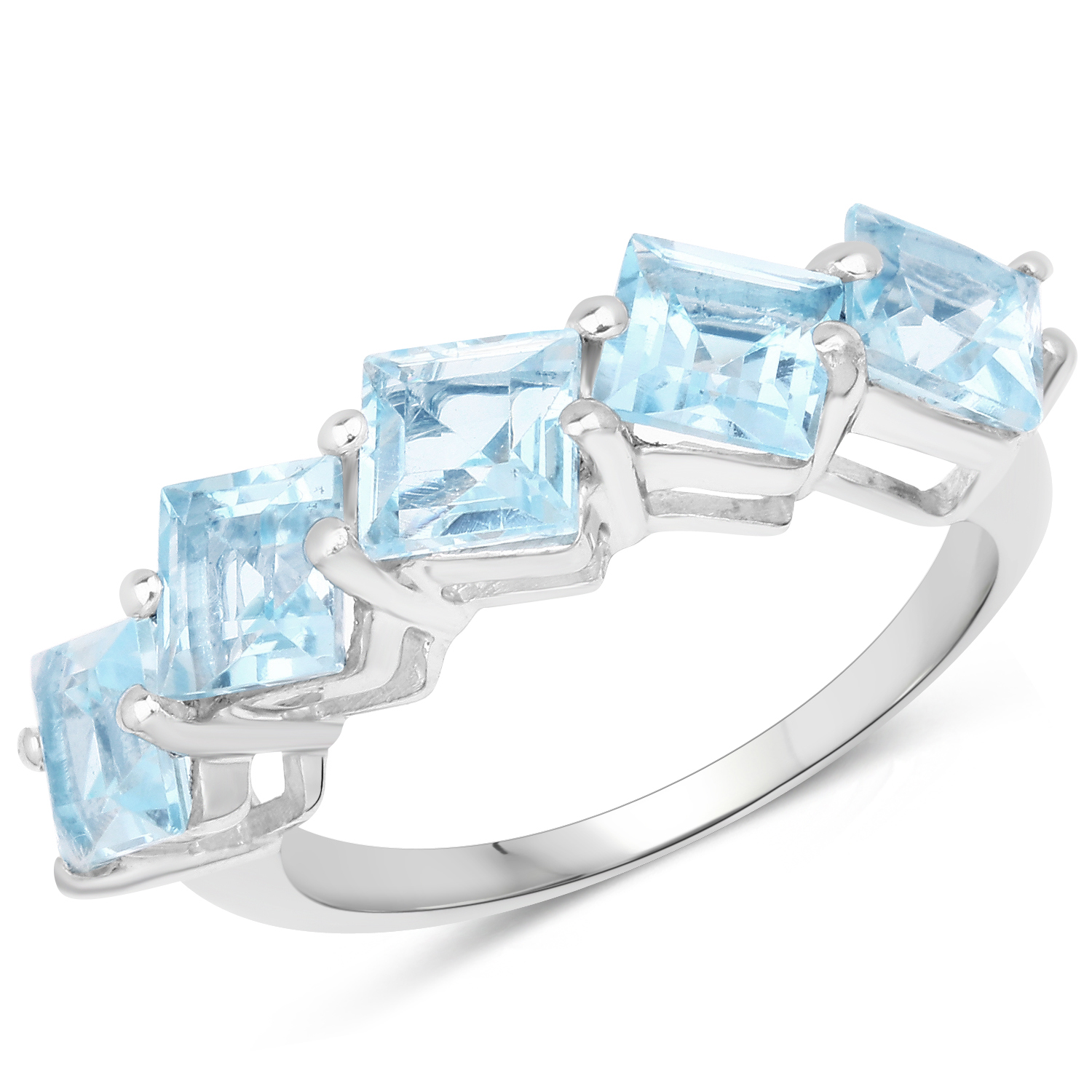 4.20 Carat Genuine Blue Topaz .925 Sterling Silver Ring