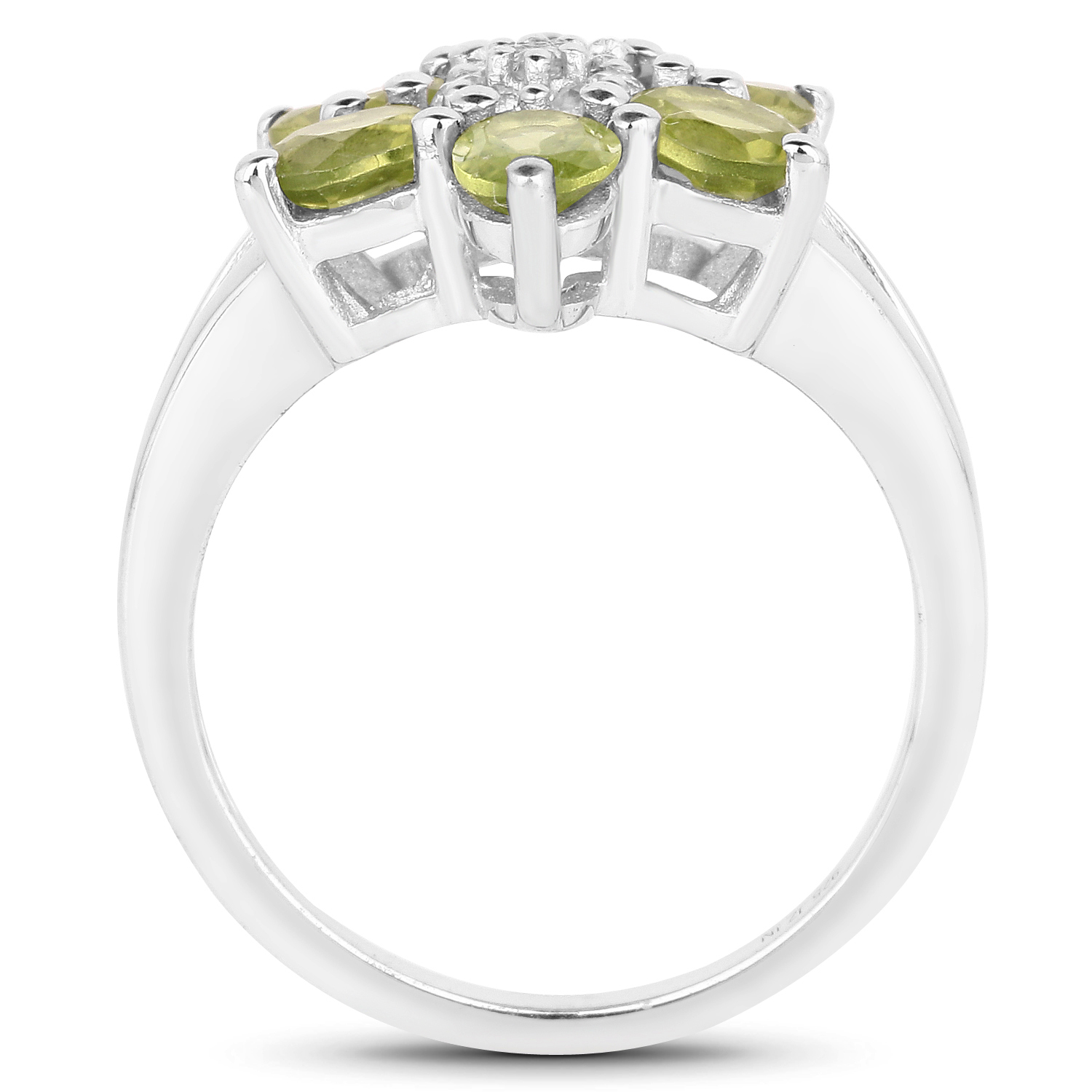 2.58 Carat Genuine Peridot and White Topaz .925 Sterling Silver Ring