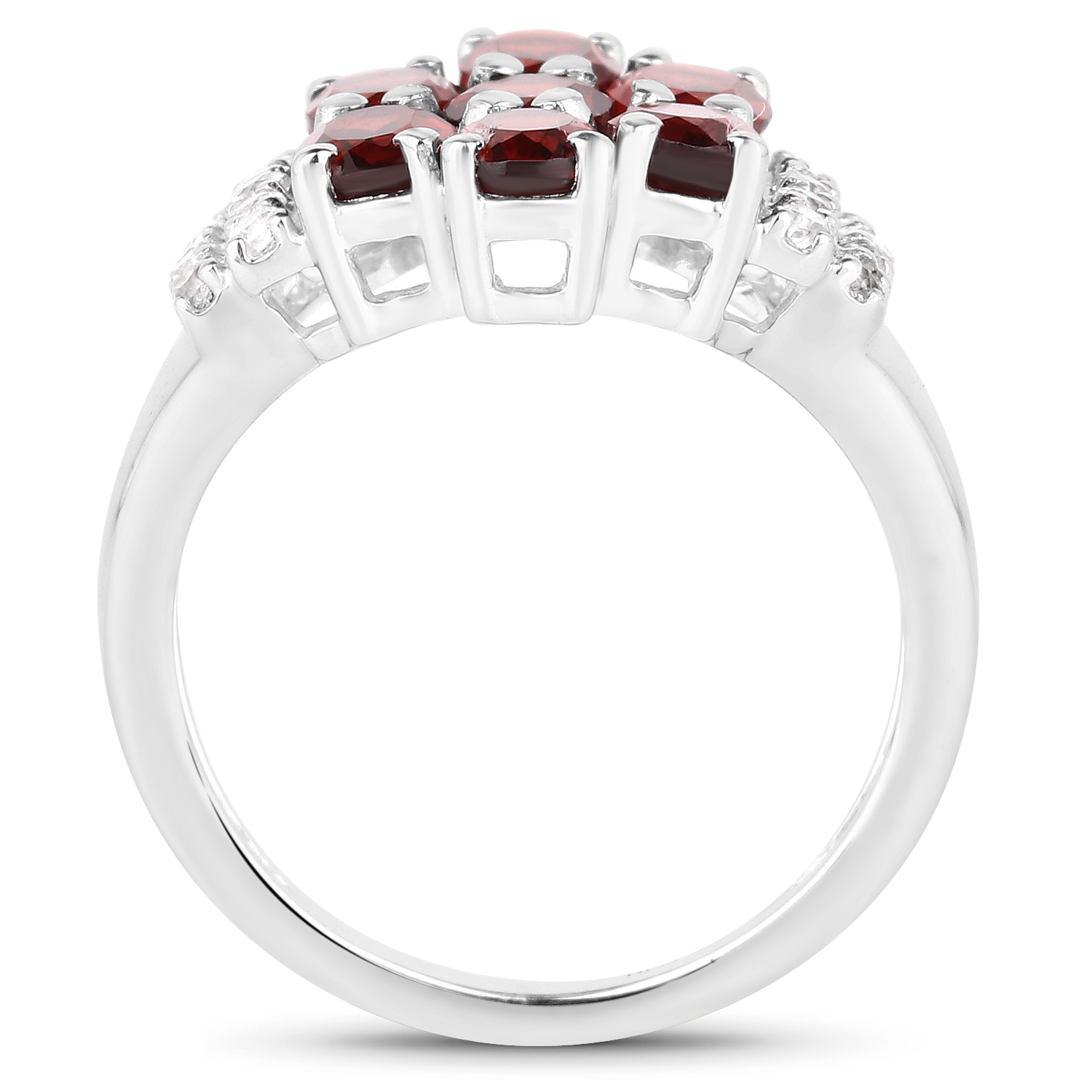 3.35 Carat Genuine Garnet and White Topaz .925 Sterling Silver Ring