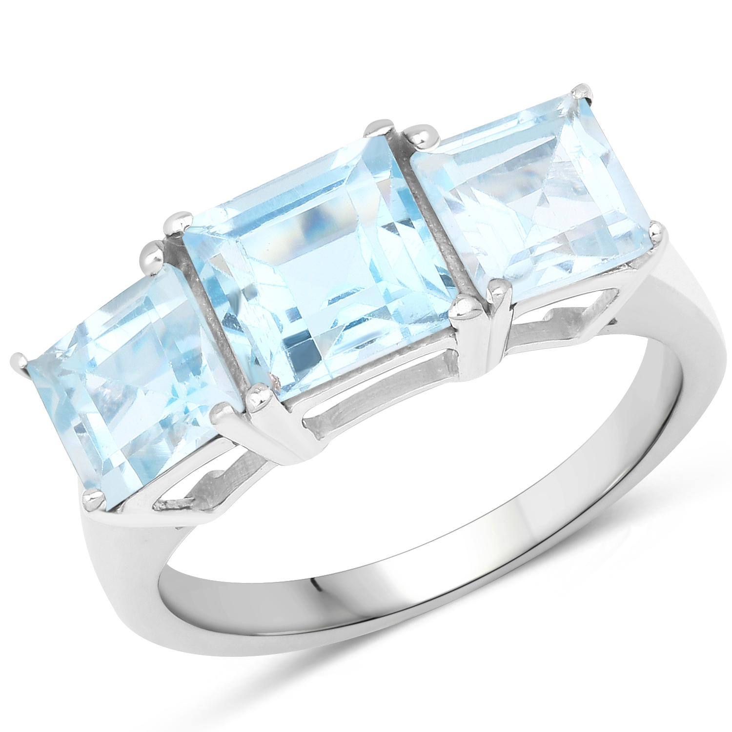 4.37 Carat Genuine Blue Topaz .925 Sterling Silver Ring