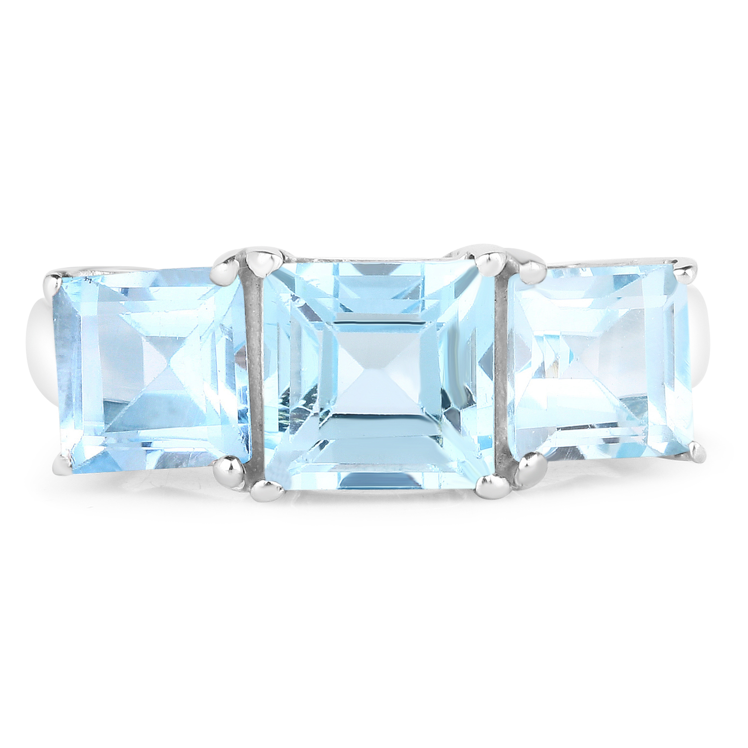 4.37 Carat Genuine Blue Topaz .925 Sterling Silver Ring