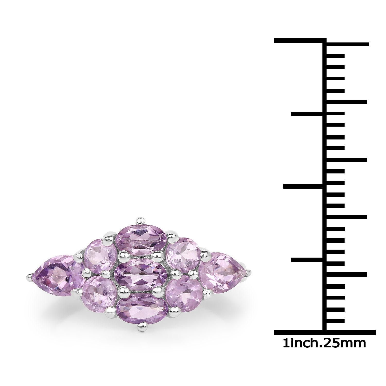 2.22 Carat Genuine Amethyst .925 Sterling Silver Ring