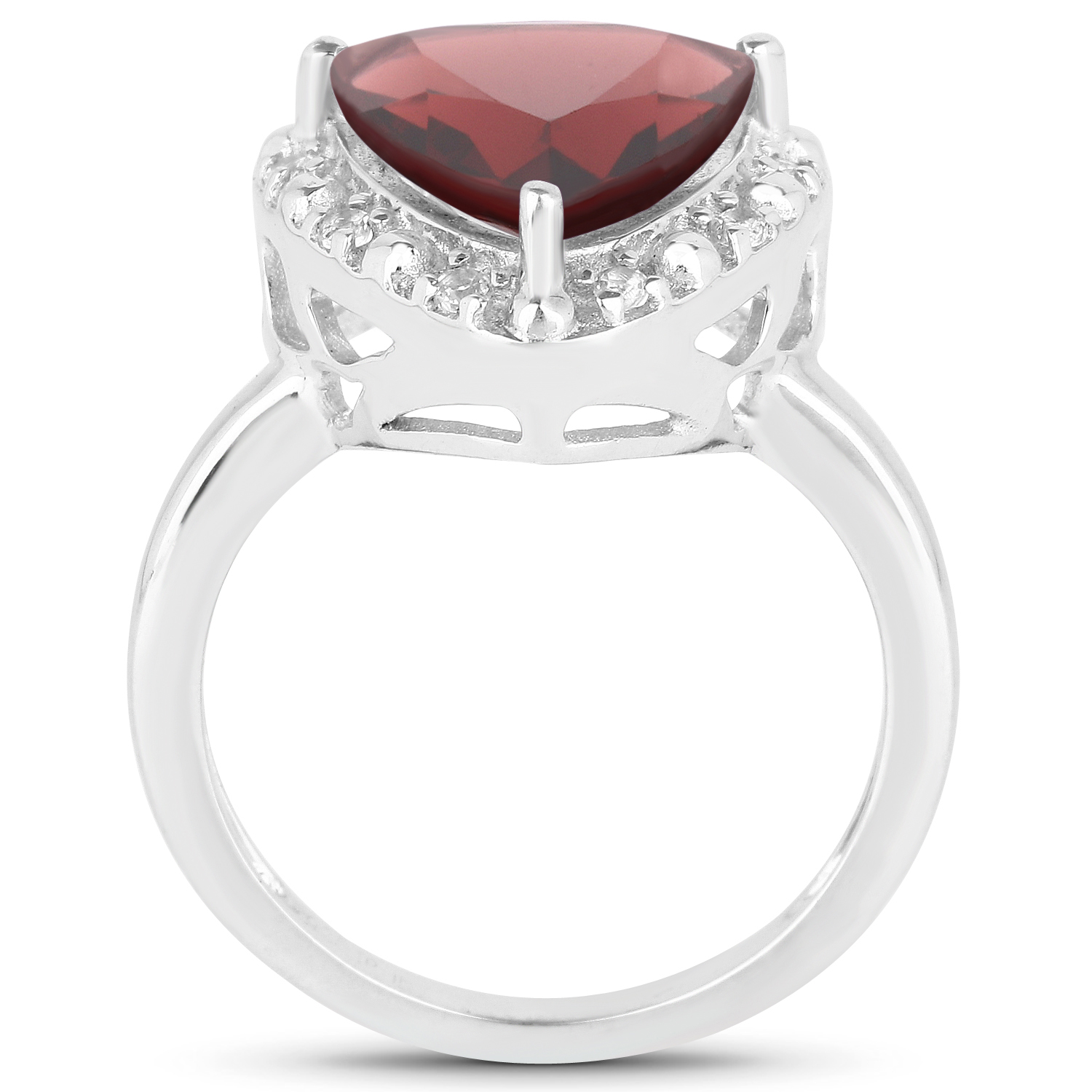 4.65 Carat Genuine Garnet and White Topaz .925 Sterling Silver Ring