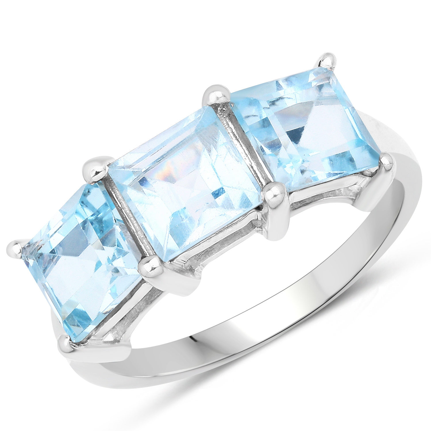 4.15 Carat Genuine Blue Topaz .925 Sterling Silver Ring