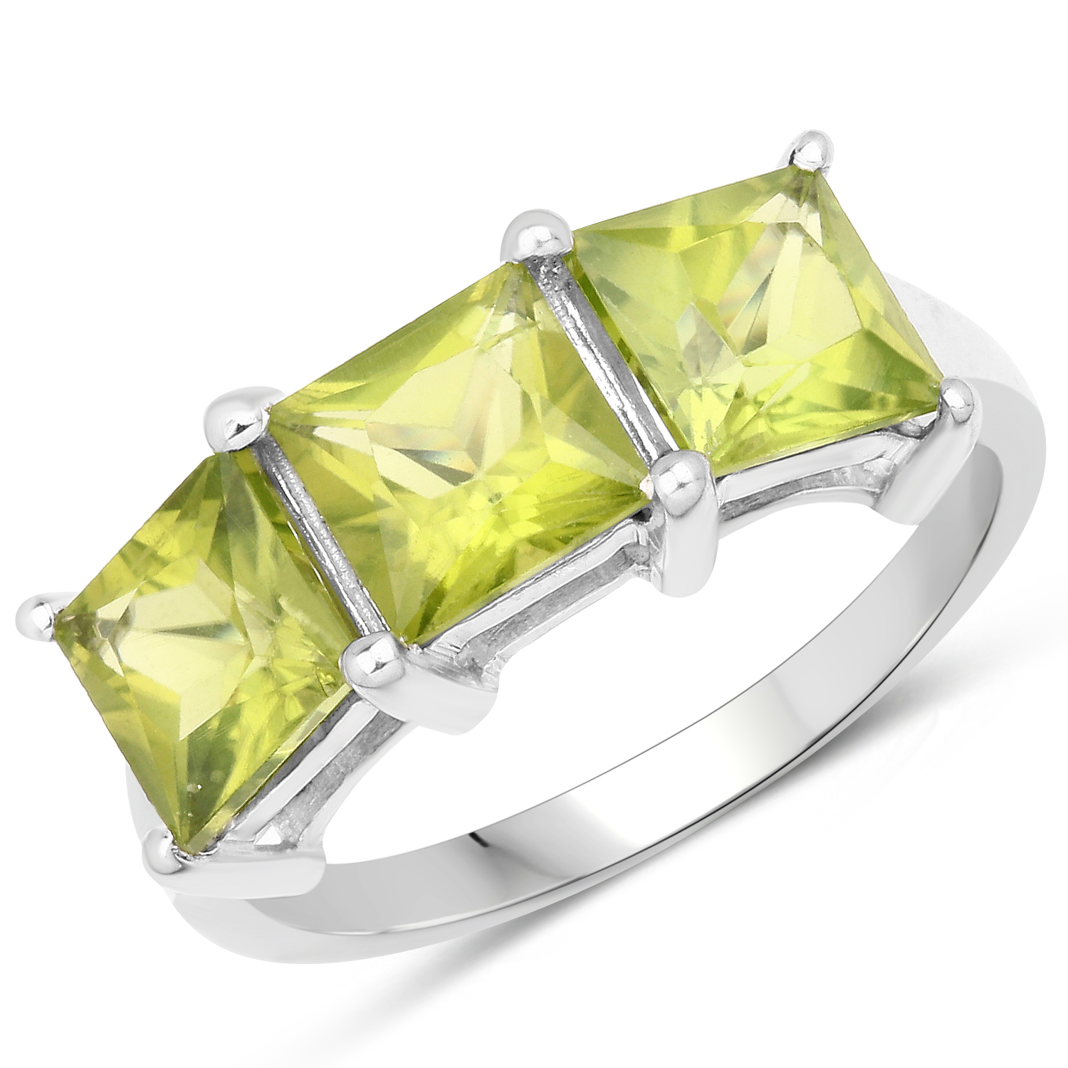 3.60 Carat Genuine Peridot .925 Sterling Silver Ring