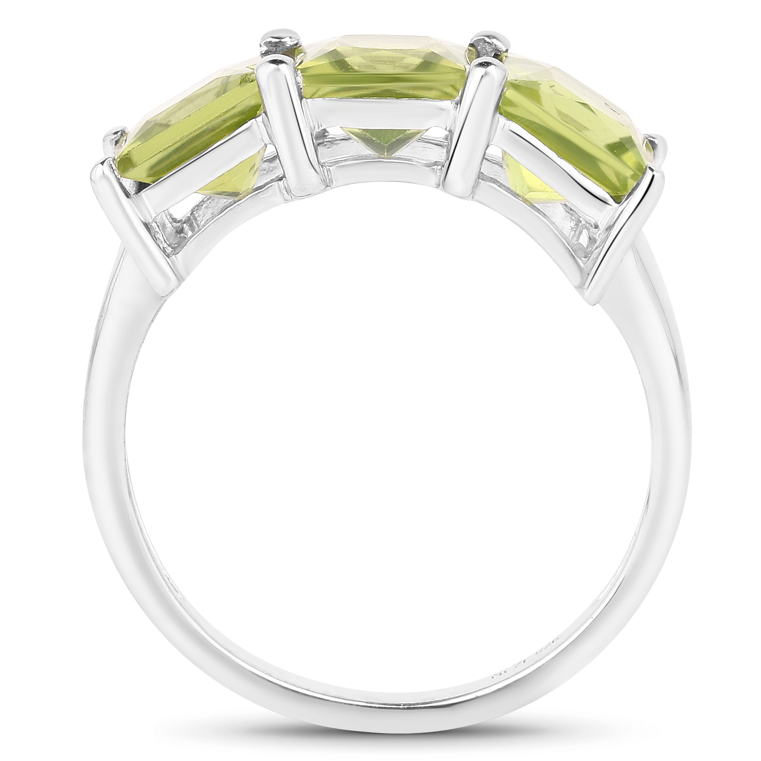 3.60 Carat Genuine Peridot .925 Sterling Silver Ring