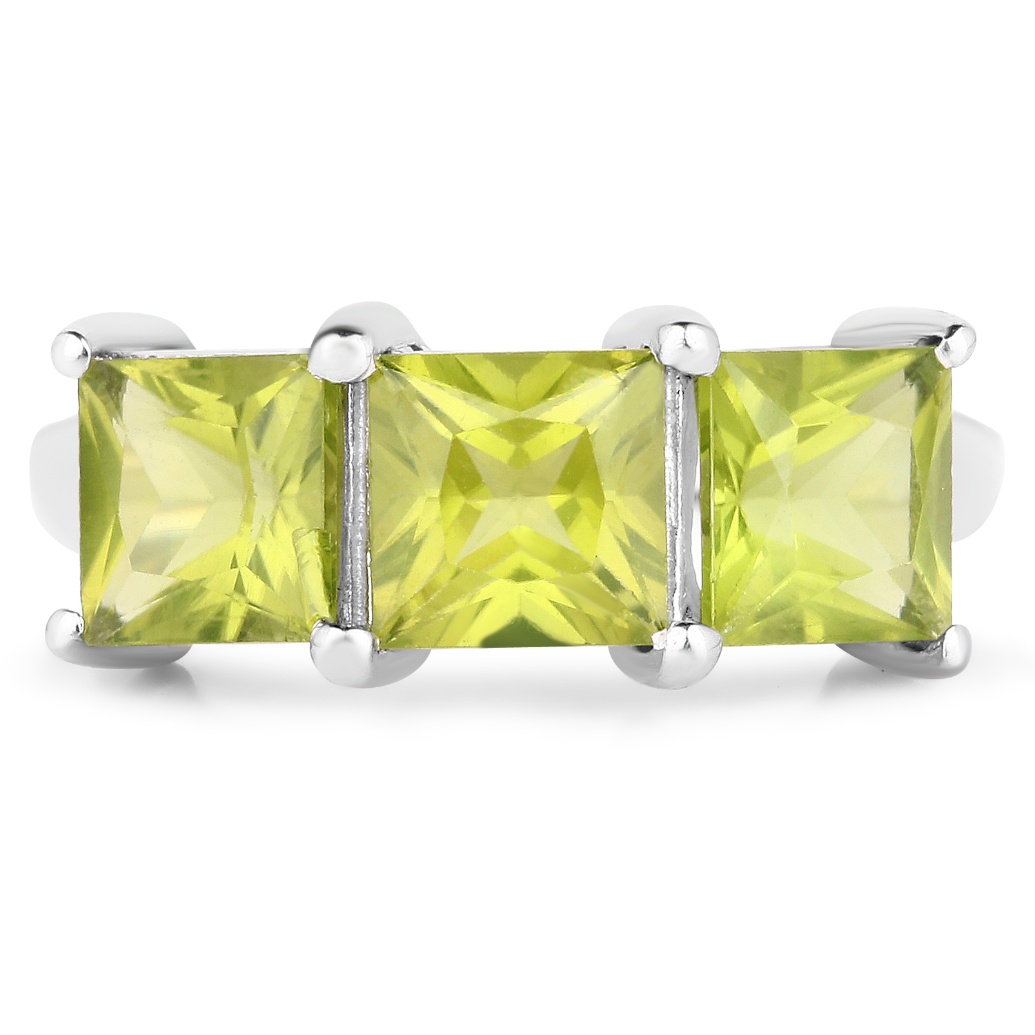 3.60 Carat Genuine Peridot .925 Sterling Silver Ring