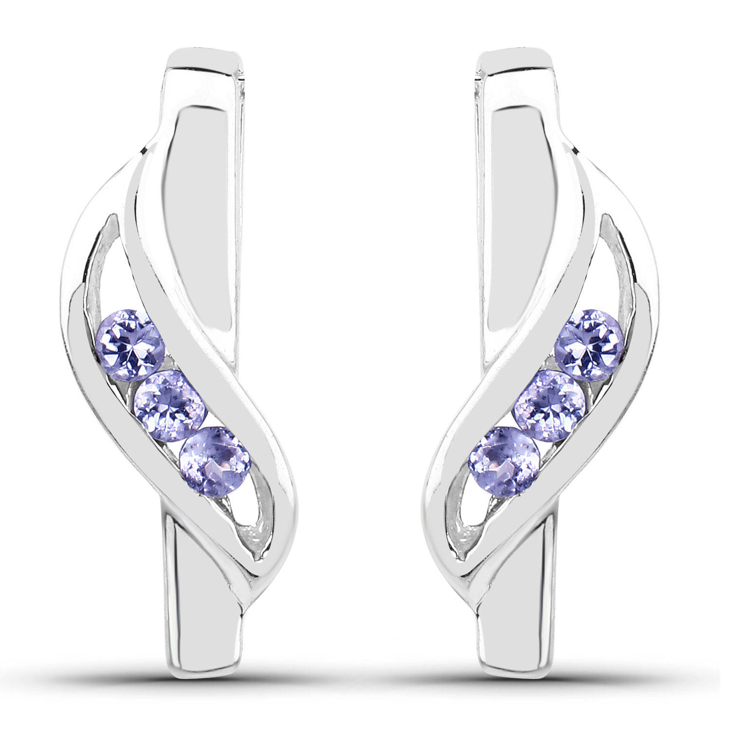 0.12 Carat Genuine Tanzanite .925 Sterling Silver Earrings
