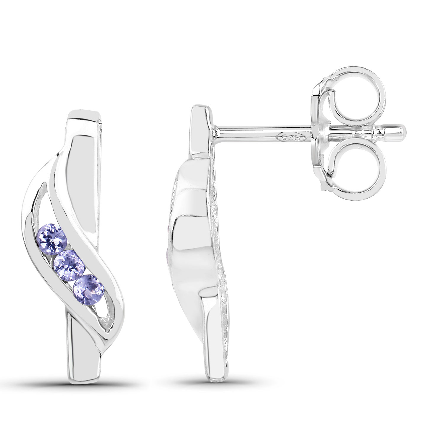 0.12 Carat Genuine Tanzanite .925 Sterling Silver Earrings