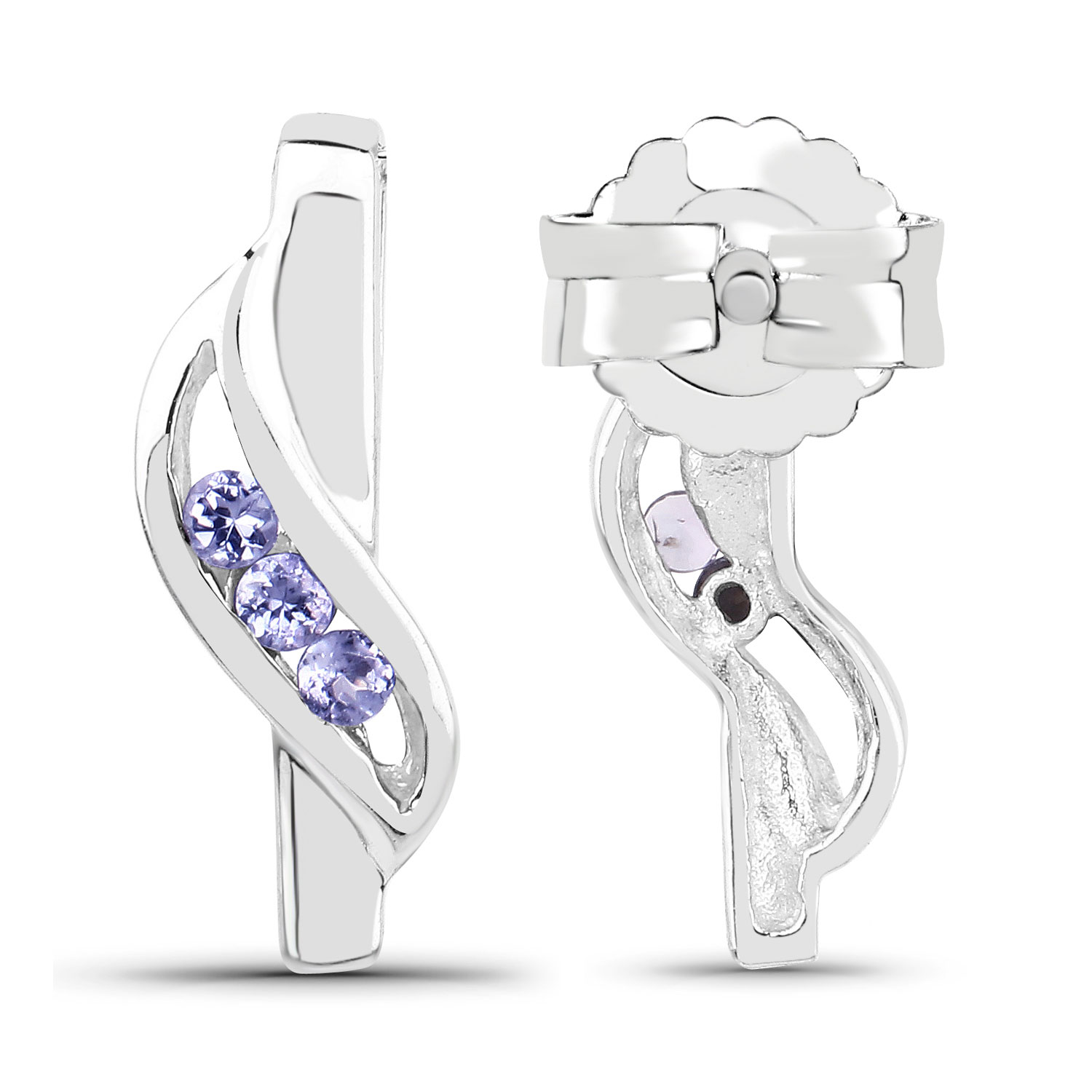 0.12 Carat Genuine Tanzanite .925 Sterling Silver Earrings