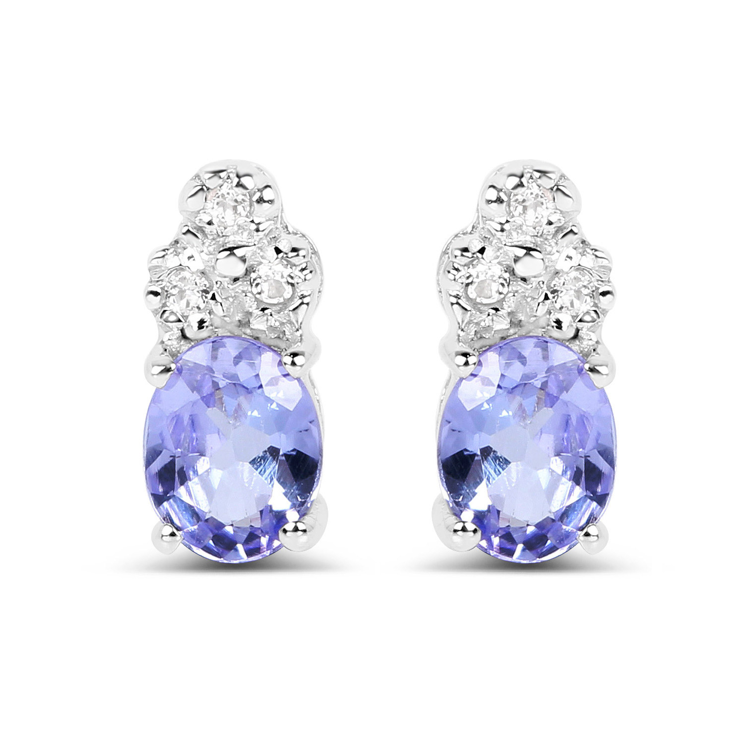 1.66 Carat Genuine Tanzanite and White Topaz .925 Sterling Silver 3 Piece Jewelry Set (Ring, Earrings, and Pendant w/ Chain)