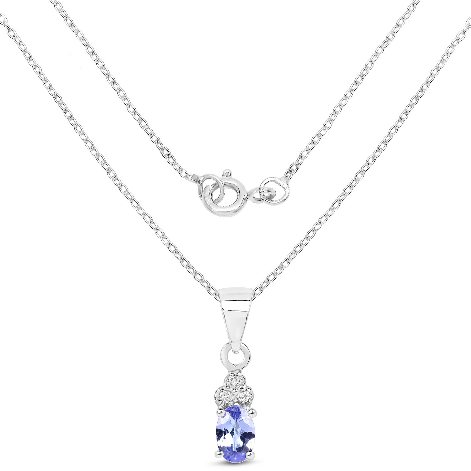 1.66 Carat Genuine Tanzanite and White Topaz .925 Sterling Silver 3 Piece Jewelry Set (Ring, Earrings, and Pendant w/ Chain)