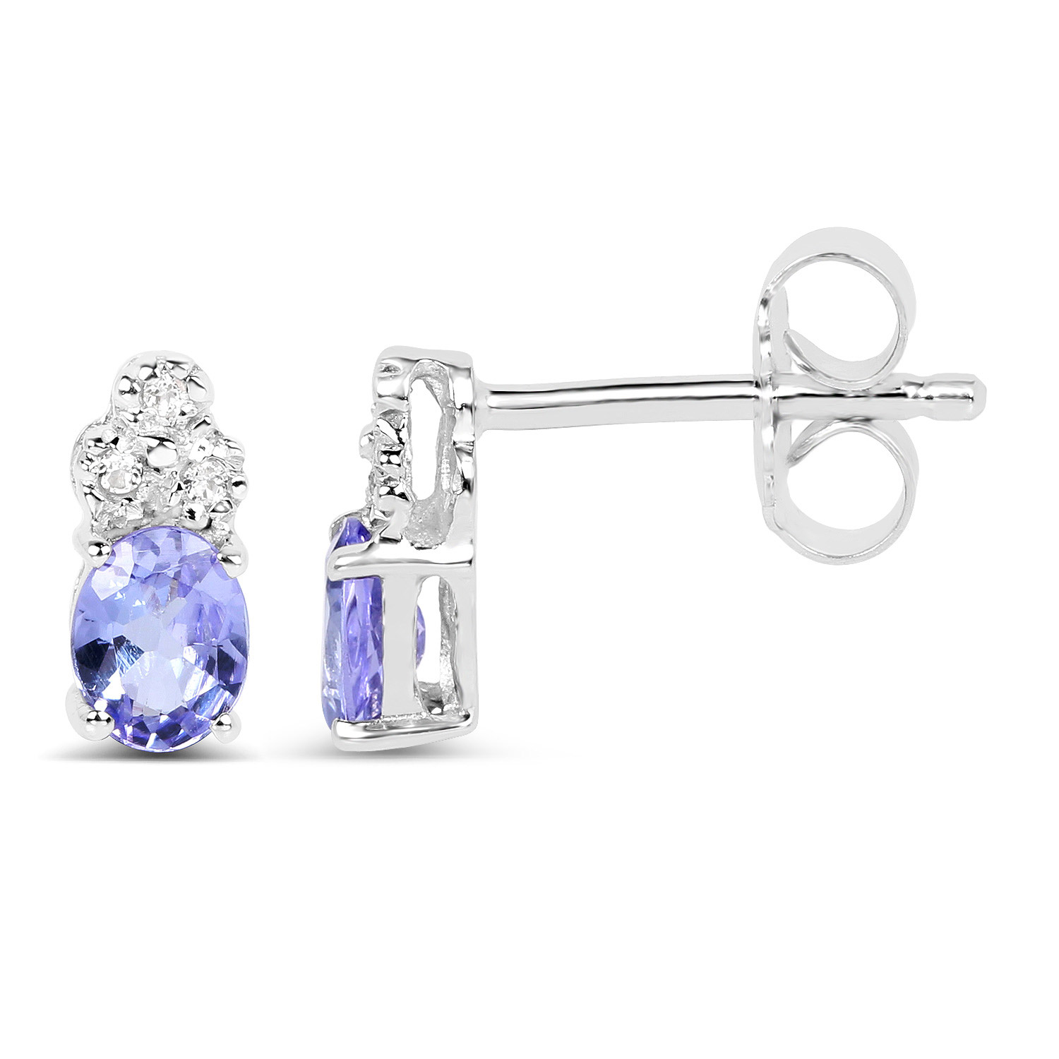1.66 Carat Genuine Tanzanite and White Topaz .925 Sterling Silver 3 Piece Jewelry Set (Ring, Earrings, and Pendant w/ Chain)