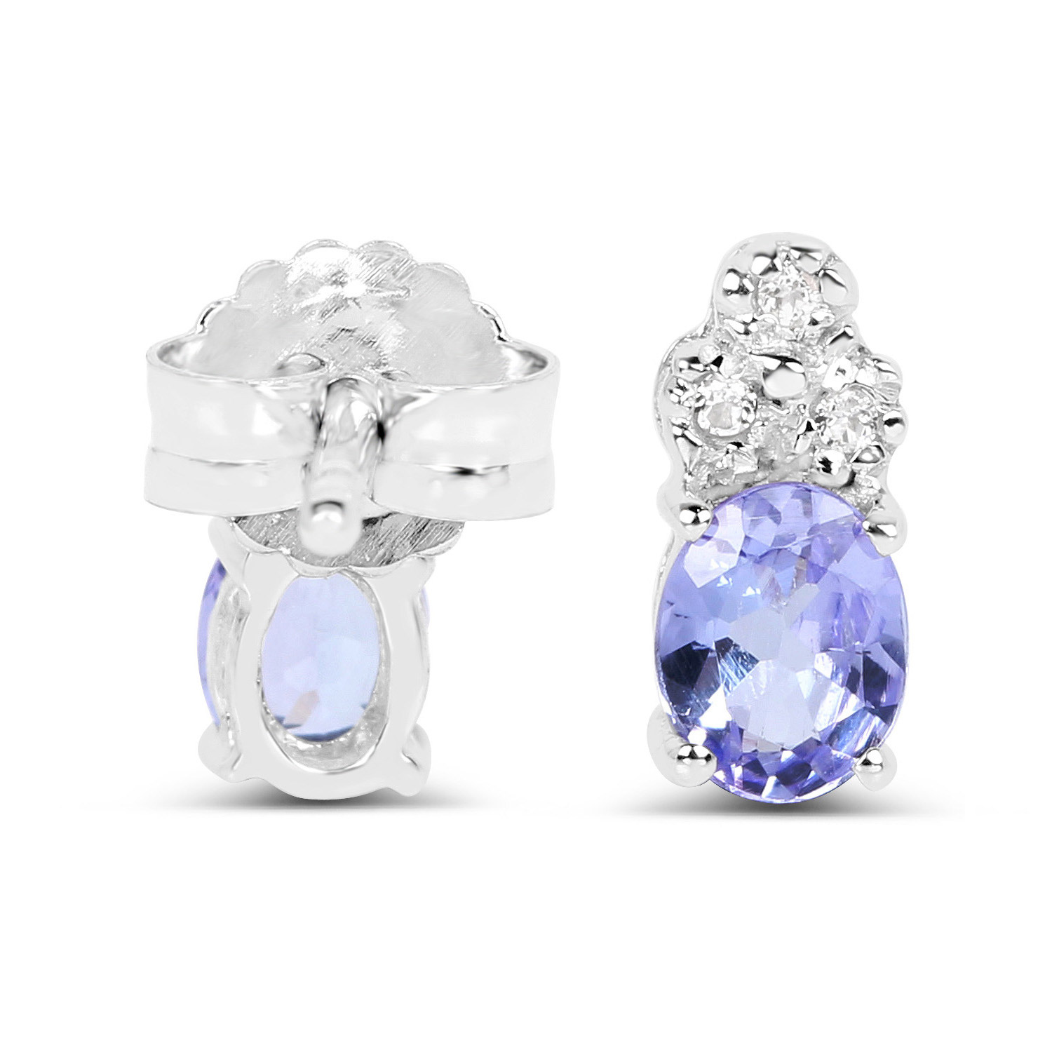 1.66 Carat Genuine Tanzanite and White Topaz .925 Sterling Silver 3 Piece Jewelry Set (Ring, Earrings, and Pendant w/ Chain)