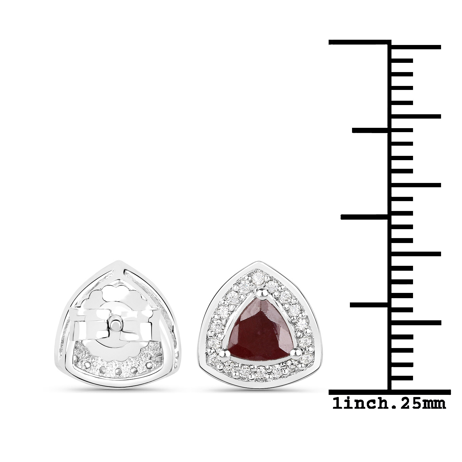 1.20 Carat Genuine Ruby and White Topaz .925 Sterling Silver Earrings