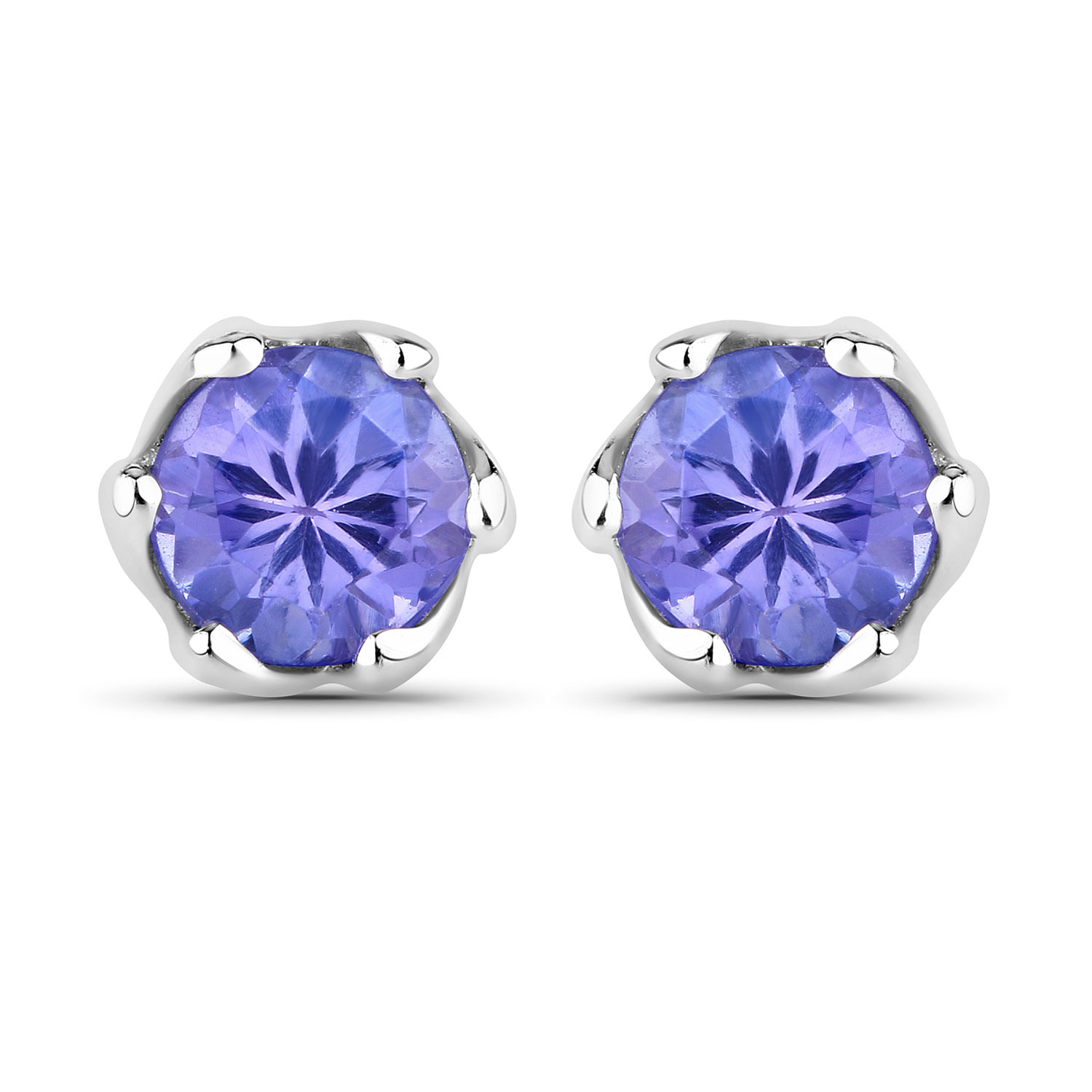 0.46 Carat Genuine Tanzanite .925 Sterling Silver Earrings
