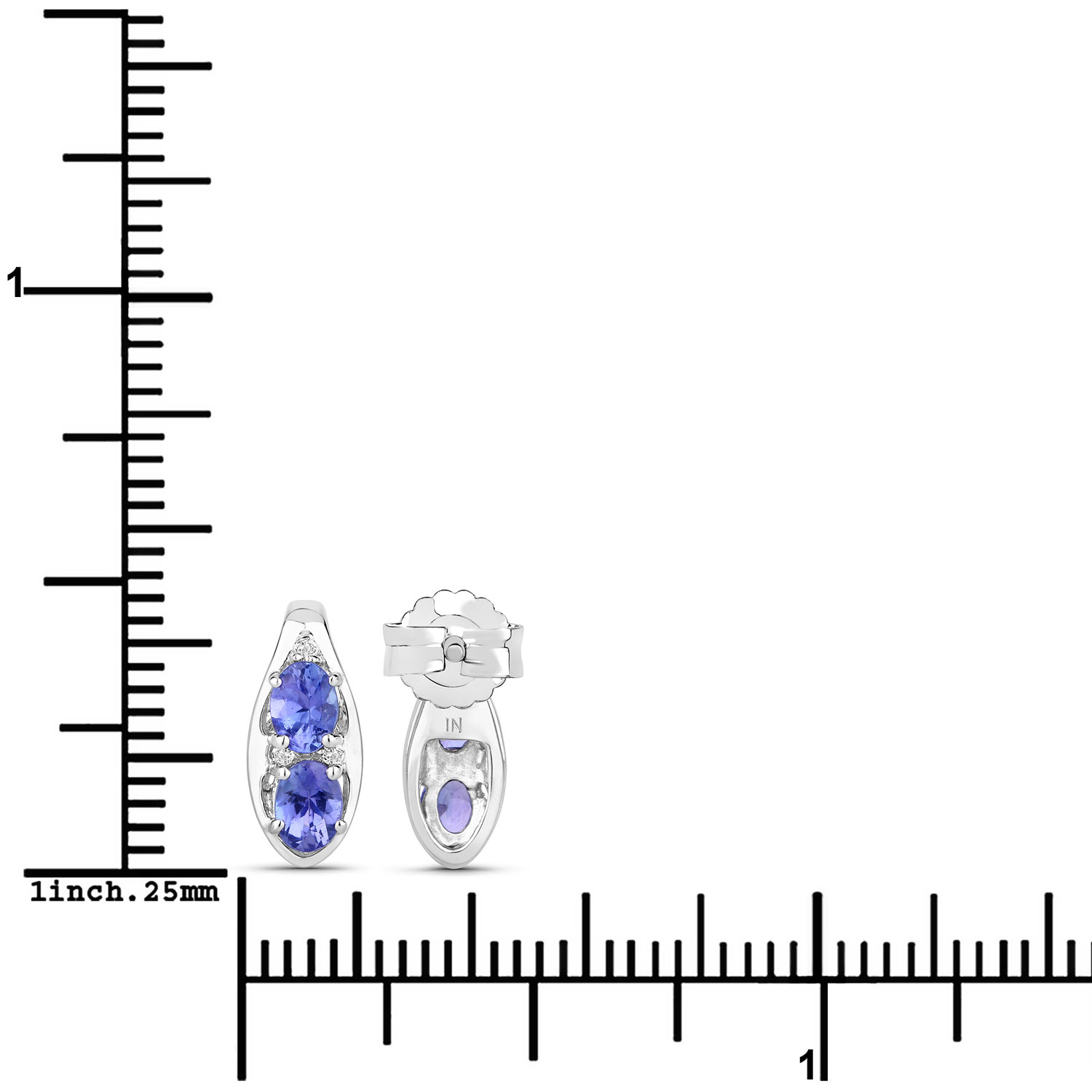 0.71 Carat Genuine Tanzanite and Created White Sapphire .925 Sterling Silver Earrings