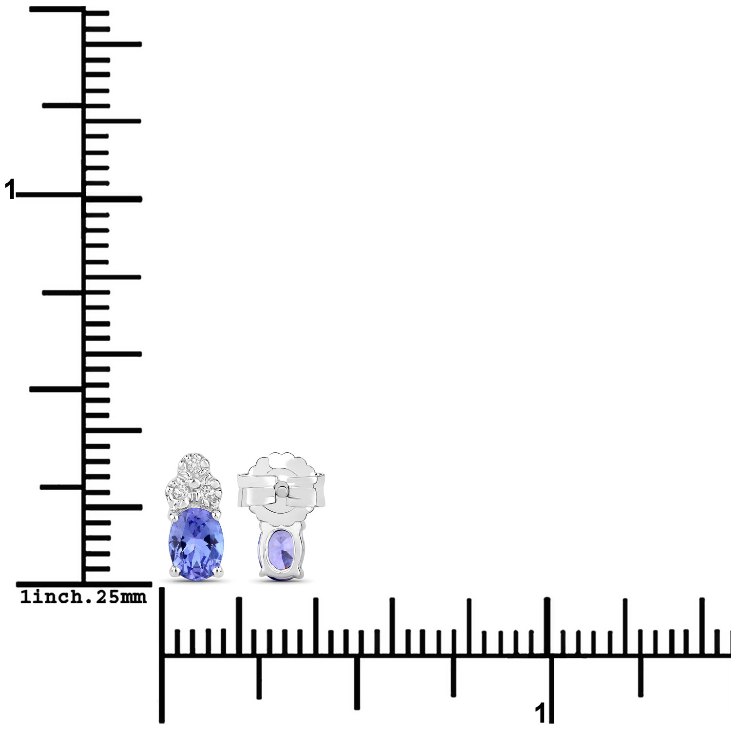 0.69 Carat Genuine Tanzanite and Created White Sapphire .925 Sterling Silver Earrings