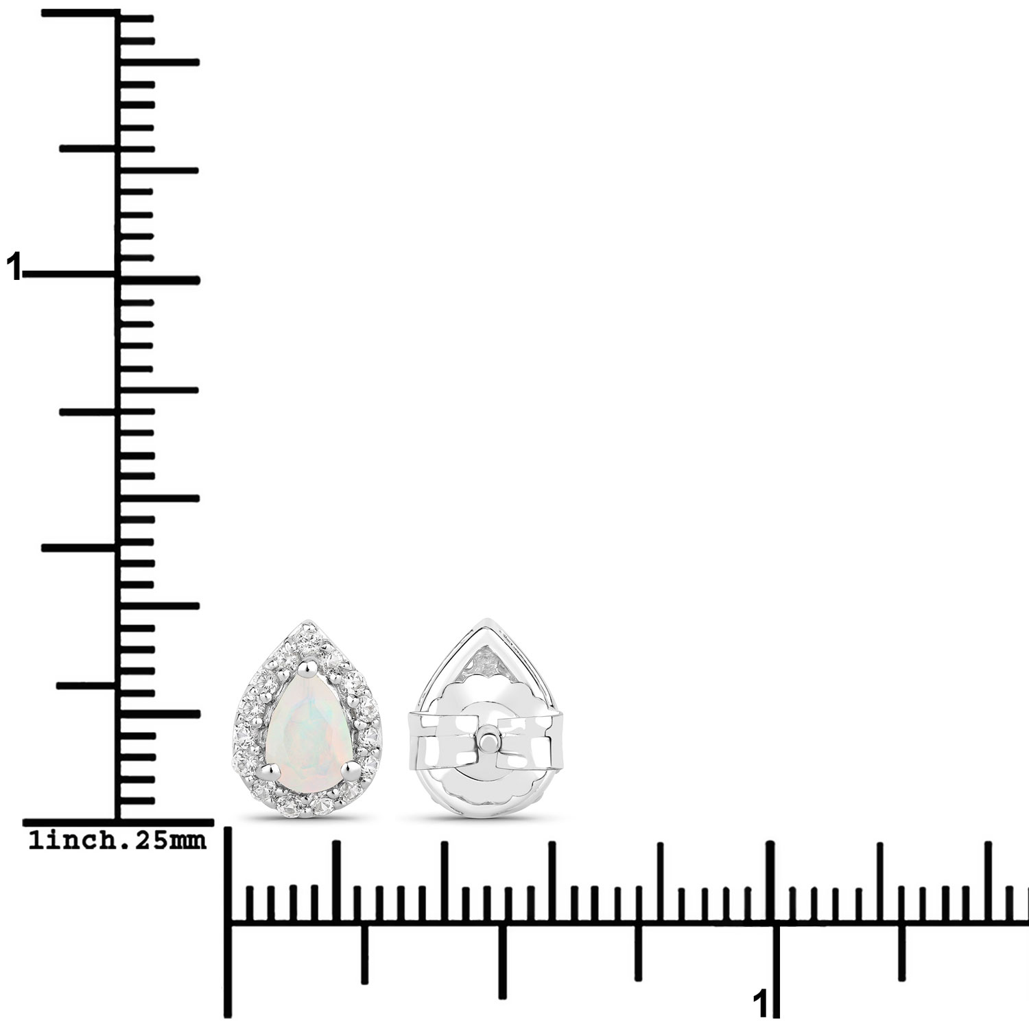 1.10 Carat Genuine Ethiopian Opal and Created White Sapphire .925 Sterling Silver Earrings