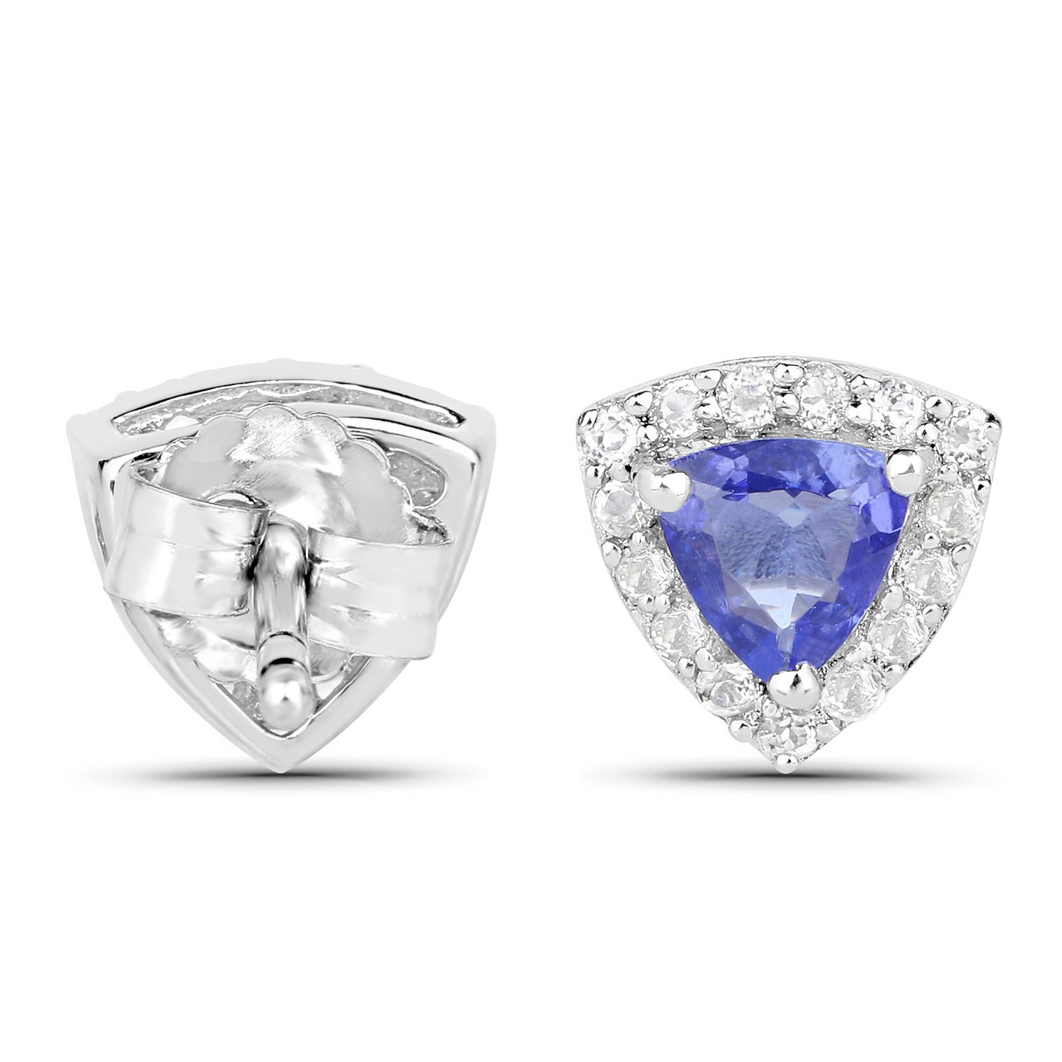 1.31 Carat Genuine Tanzanite and White Topaz .925 Sterling Silver Earrings