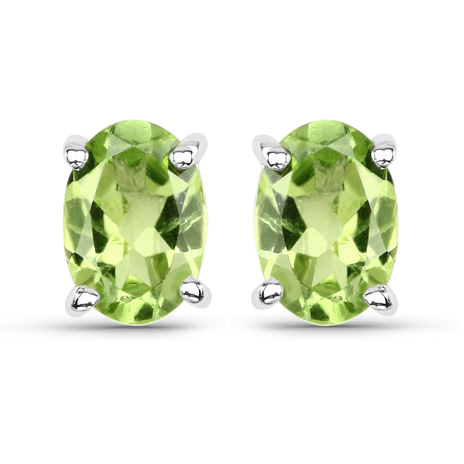 3.36 Carat Genuine Peridot .925 Sterling Silver Jewelry Set (Earrings, and Pendant w/ Chain)