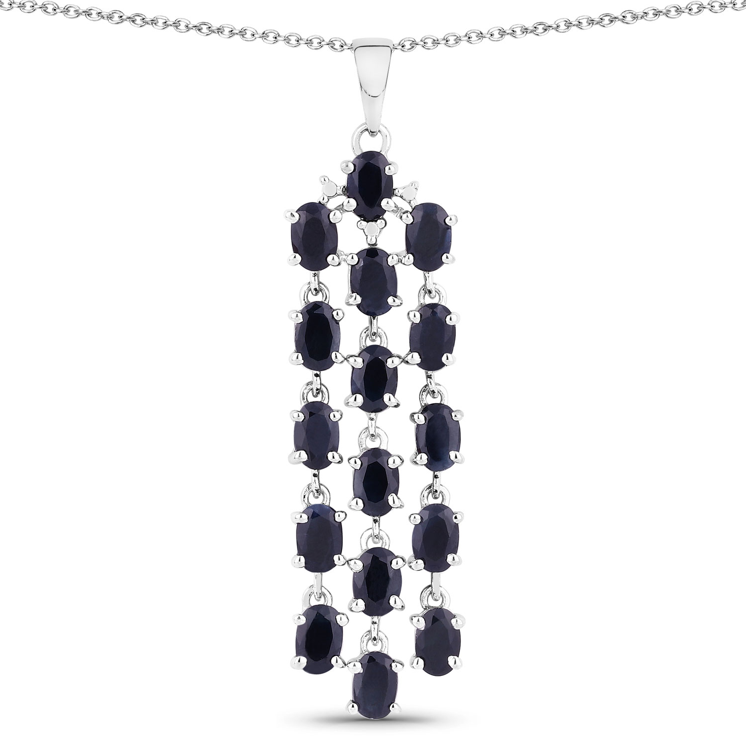 7.68 Carat Genuine Blue Sapphire .925 Sterling Silver Pendant
