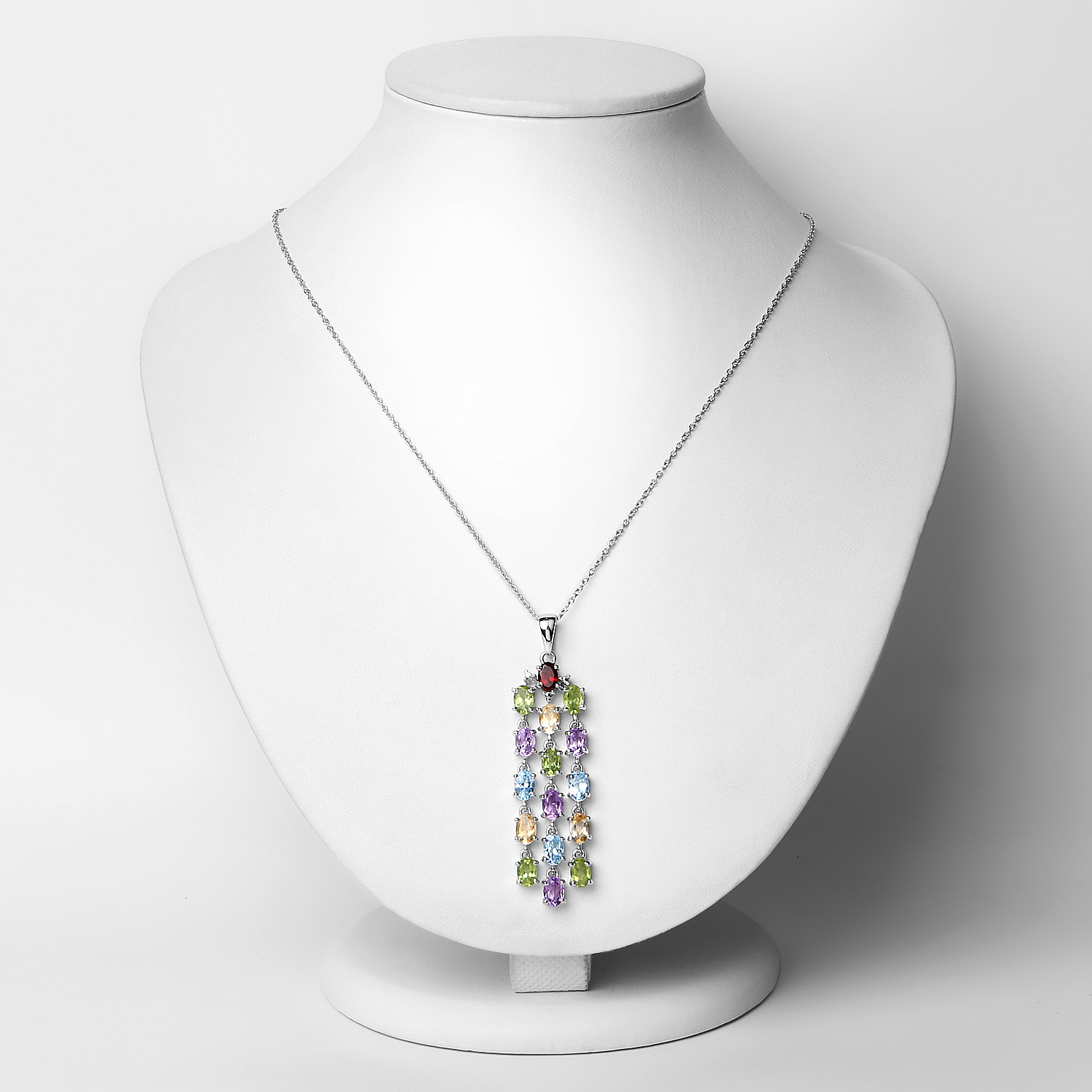 7.16 Carat Genuine Multi Stones .925 Sterling Silver Pendant