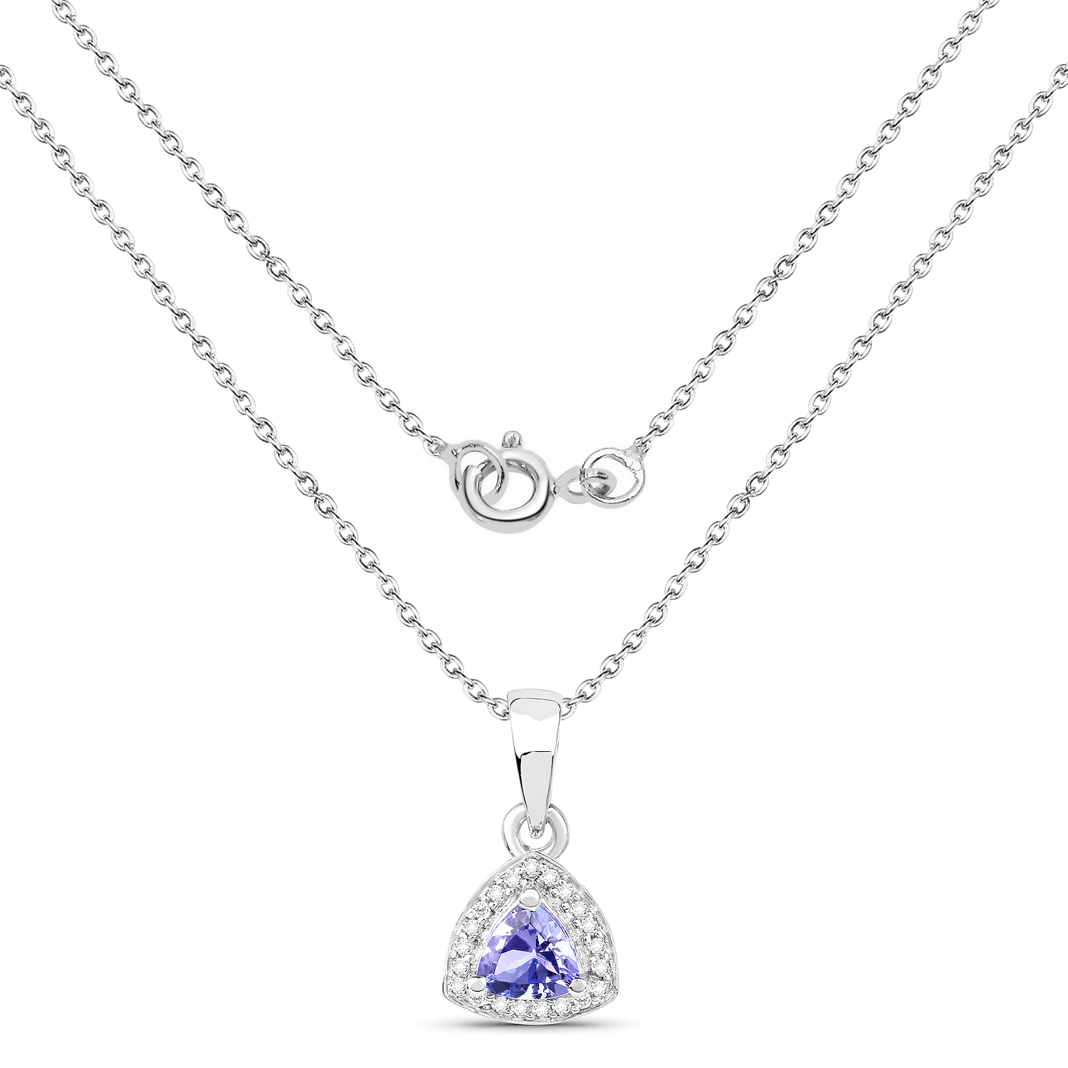 0.87 Carat Genuine Tanzanite and White Topaz .925 Sterling Silver Pendant