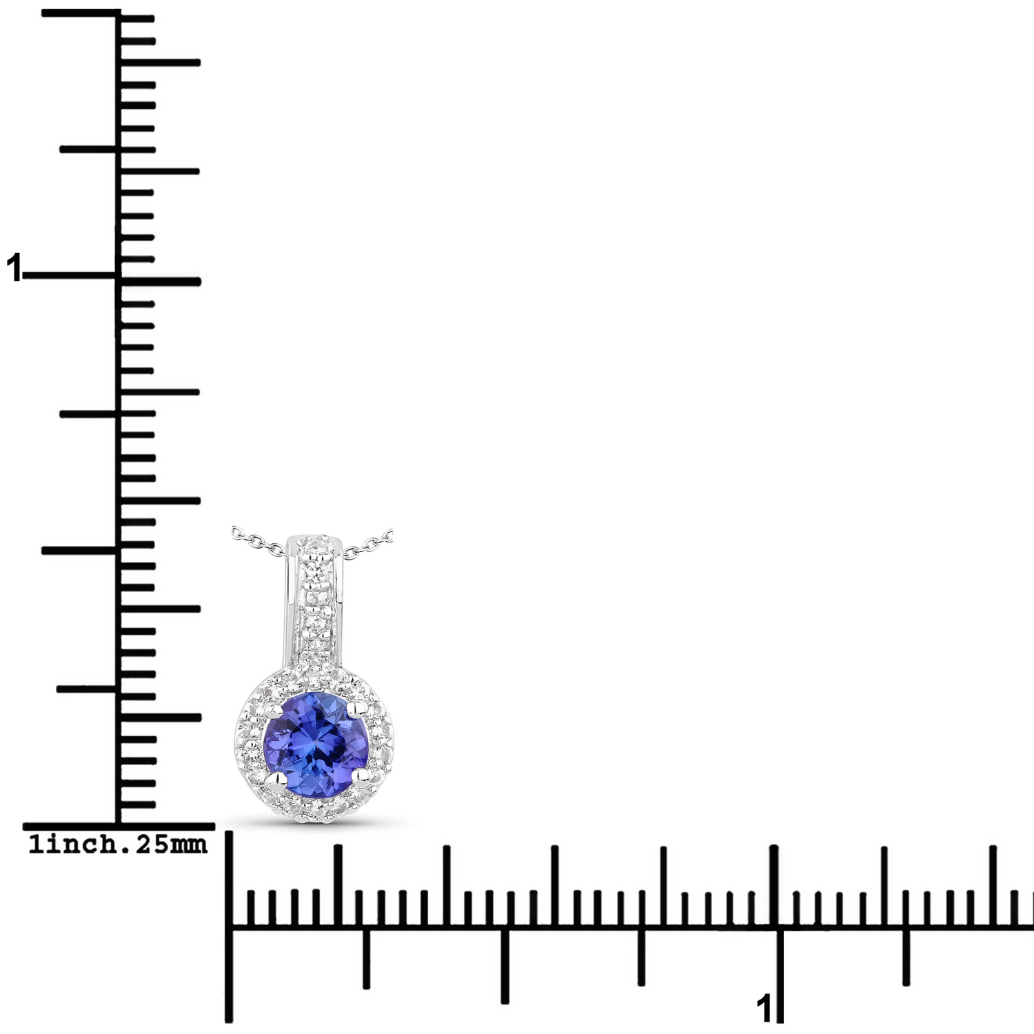 0.59 Carat Genuine Tanzanite and Created White Sapphire .925 Sterling Silver Pendant