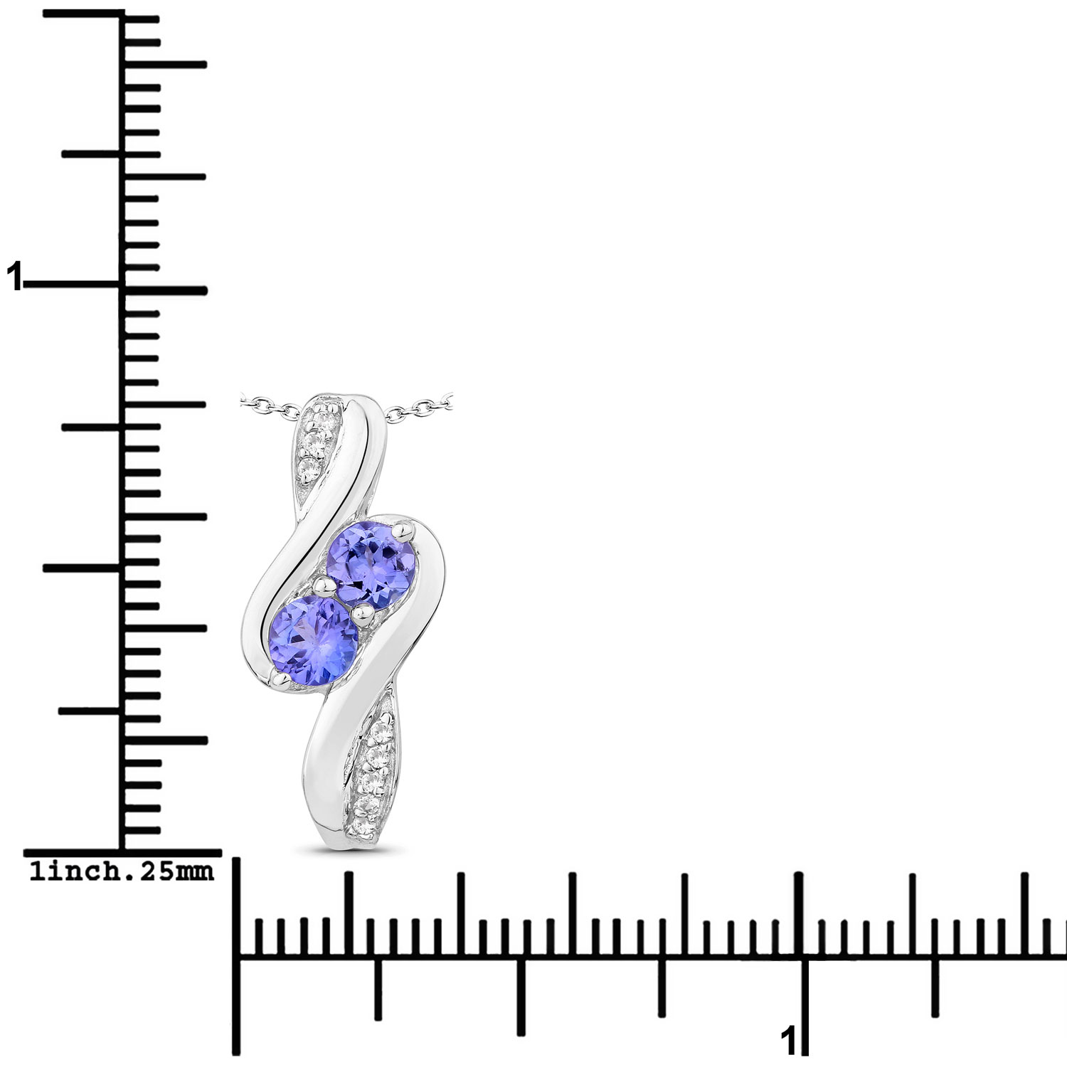 0.50 Carat Genuine Tanzanite and Created White Sapphire .925 Sterling Silver Pendant