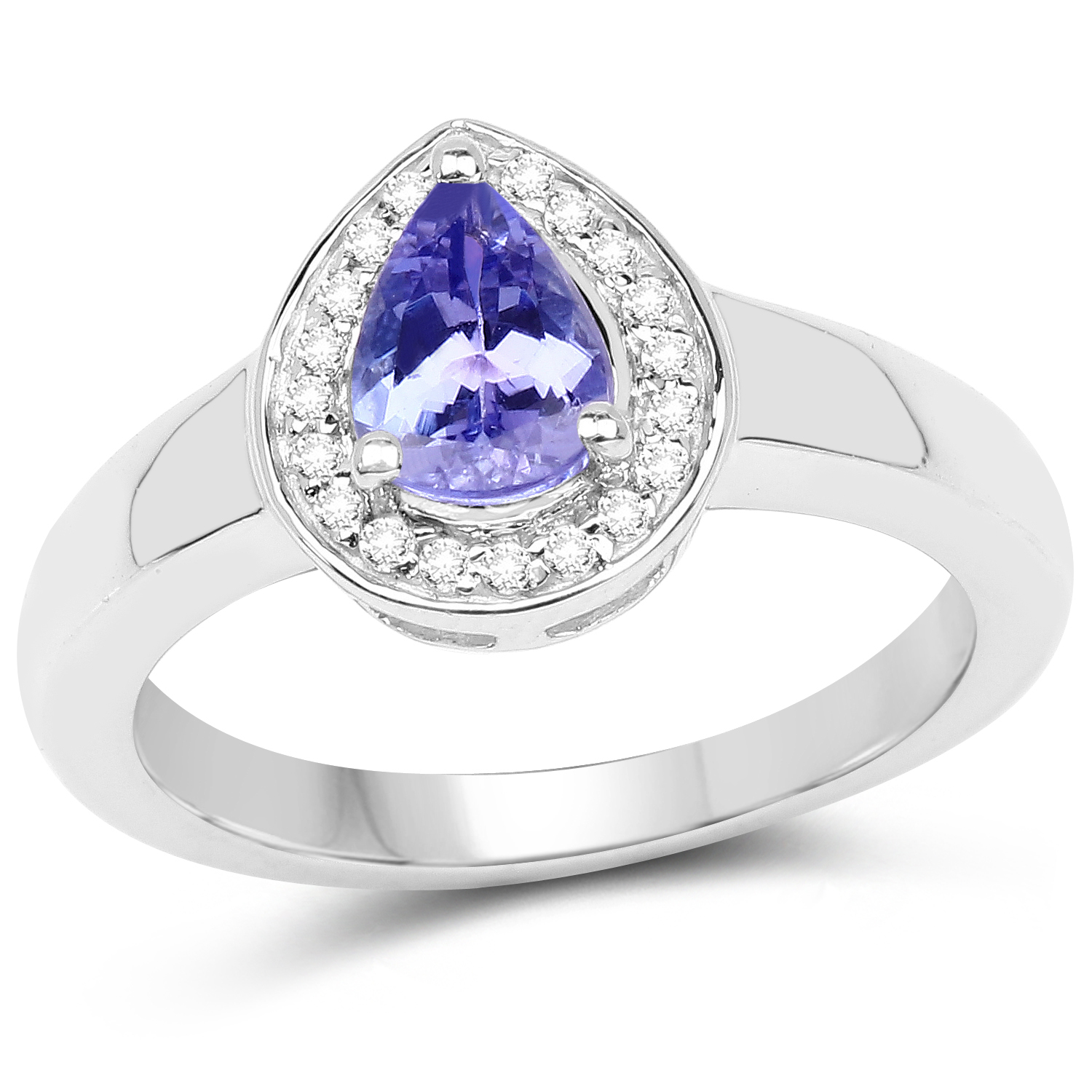 0.77 Carat Genuine Tanzanite and White Topaz .925 Sterling Silver Ring