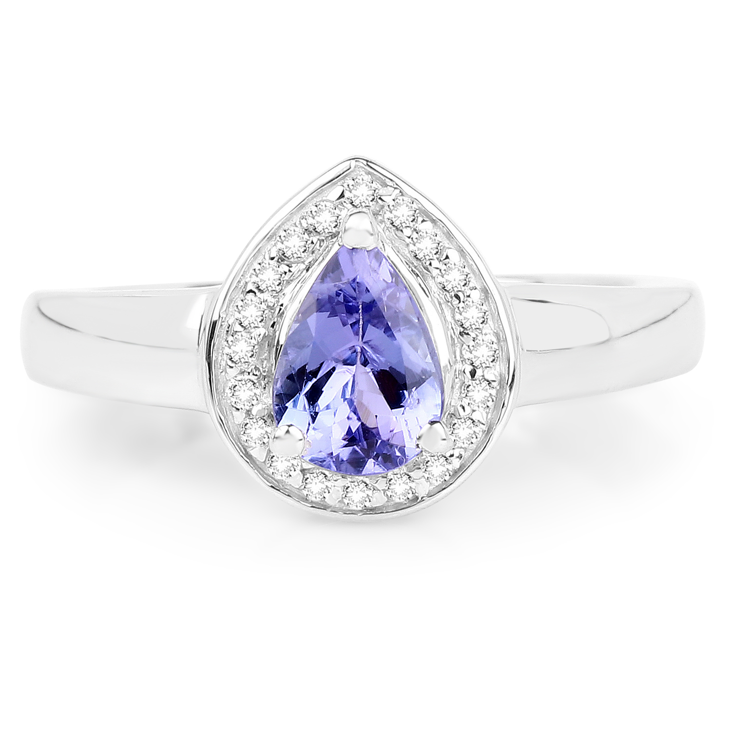 0.77 Carat Genuine Tanzanite and White Topaz .925 Sterling Silver Ring