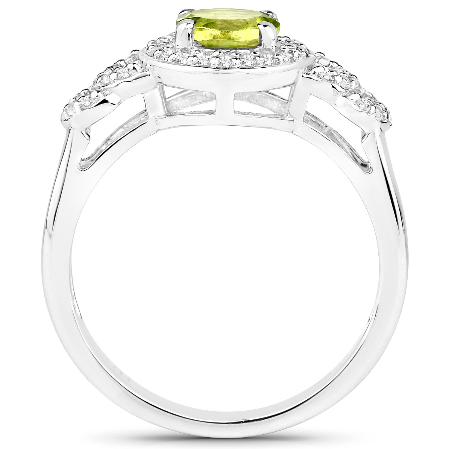 2.68 Carat Genuine Peridot and White Topaz .925 Sterling Silver 3 Piece Jewelry Set (Ring, Earrings, and Pendant w/ Chain)