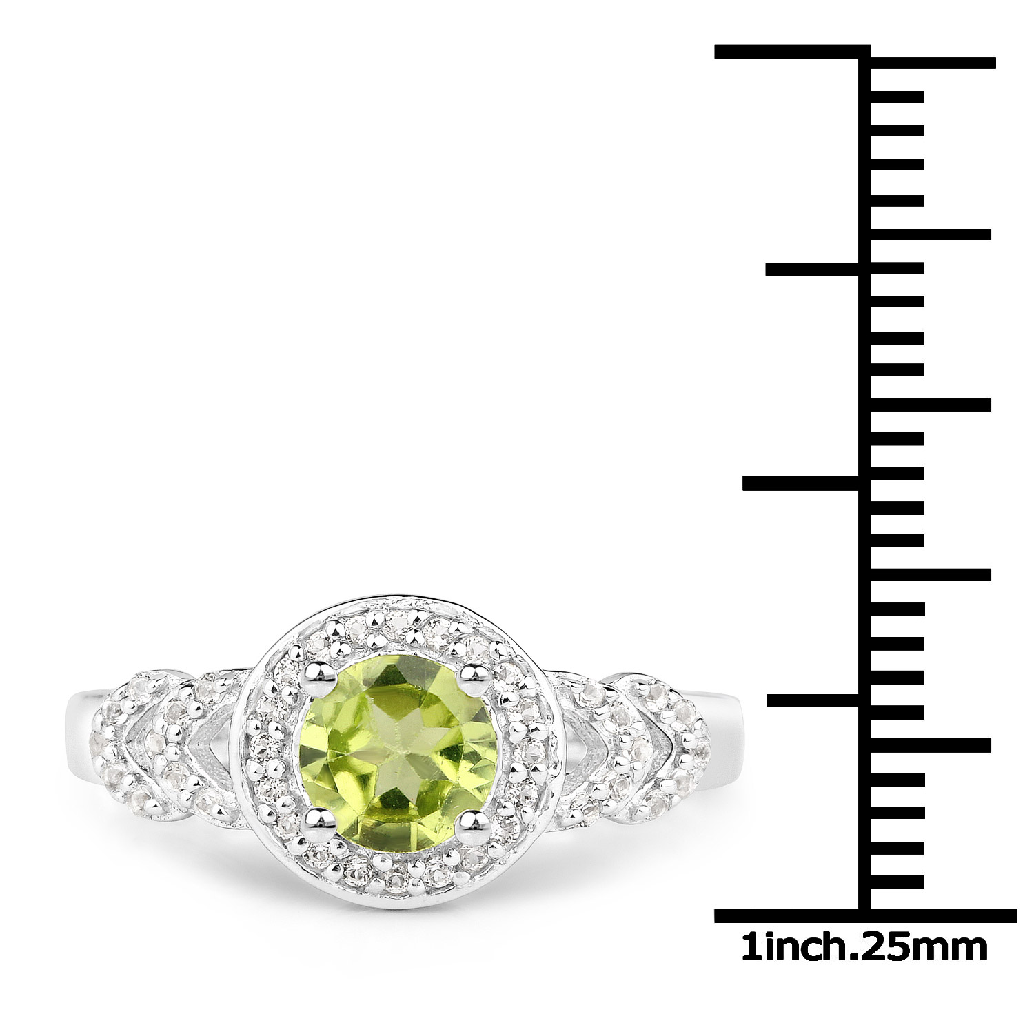 2.68 Carat Genuine Peridot and White Topaz .925 Sterling Silver 3 Piece Jewelry Set (Ring, Earrings, and Pendant w/ Chain)