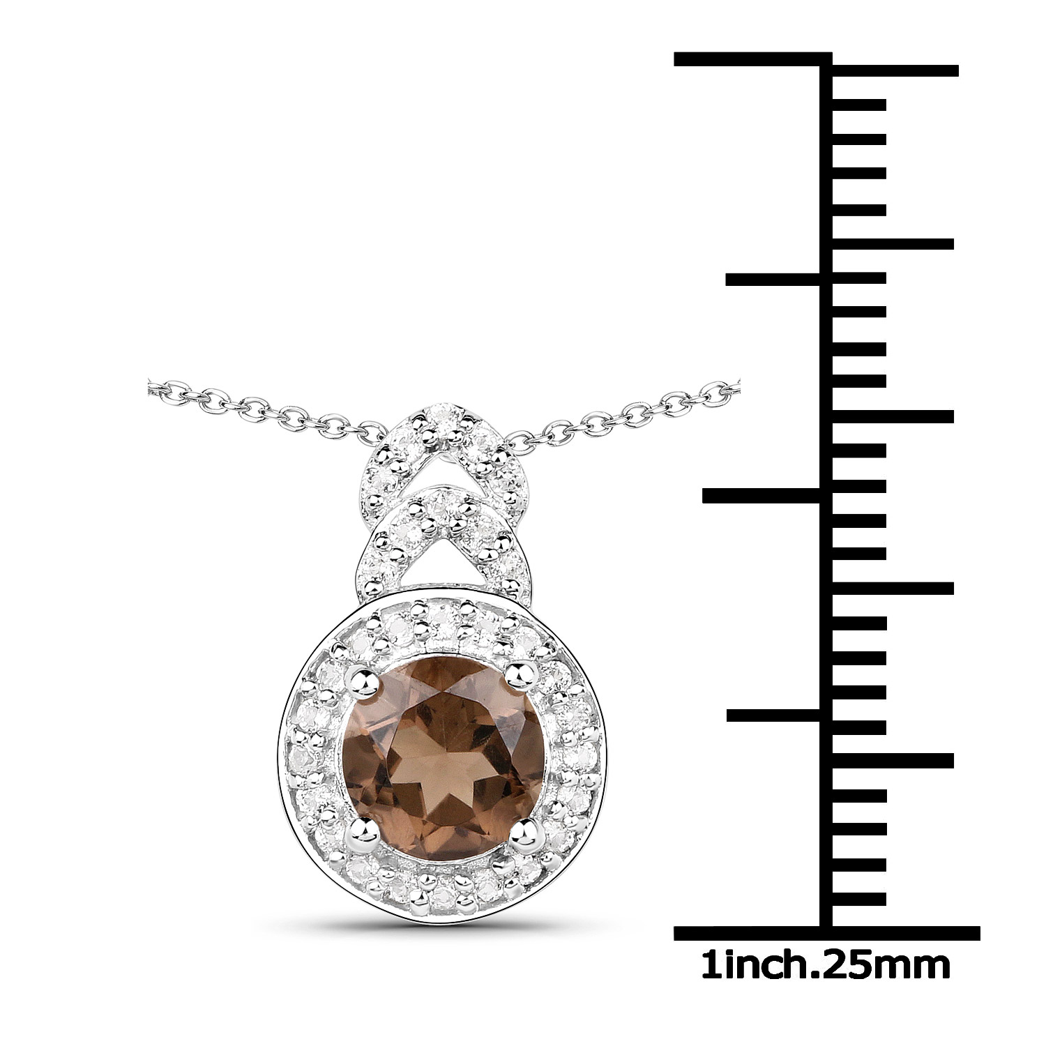 2.56 Carat Genuine Smoky Quartz and White Topaz .925 Sterling Silver 3 Piece Jewelry Set (Ring, Earrings, and Pendant w/ Chain)