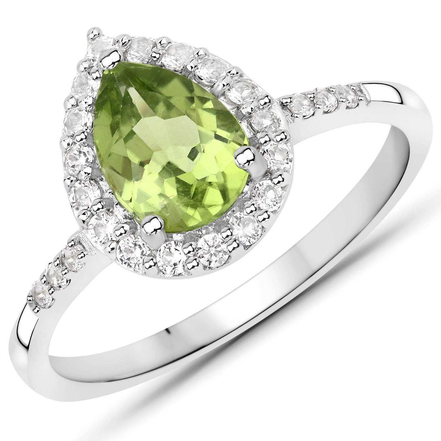 4.60 Carat Genuine Peridot and White Topaz .925 Sterling Silver 3 Piece Jewelry Set (Ring, Earrings, and Pendant w/ Chain)