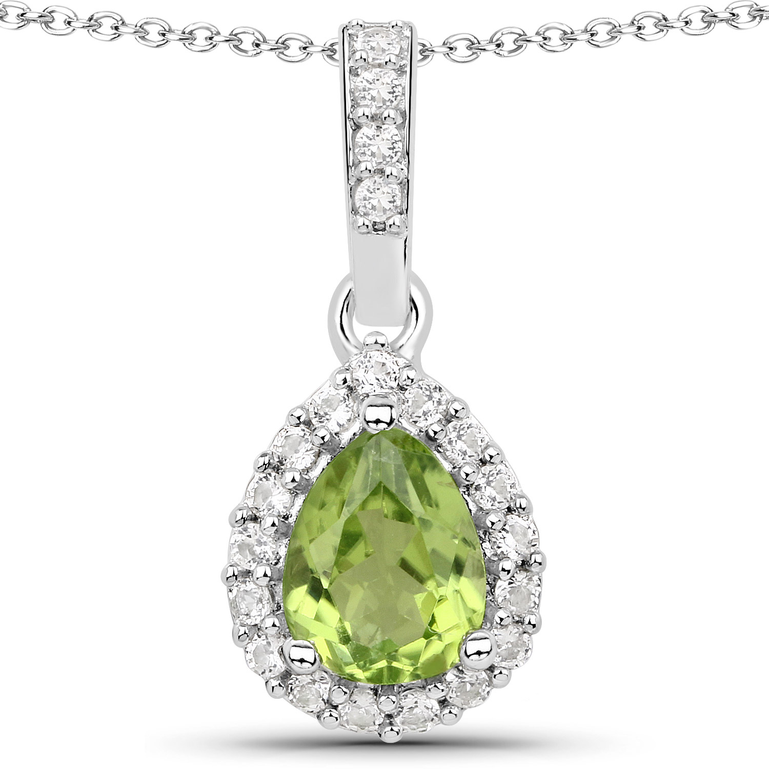 4.60 Carat Genuine Peridot and White Topaz .925 Sterling Silver 3 Piece Jewelry Set (Ring, Earrings, and Pendant w/ Chain)