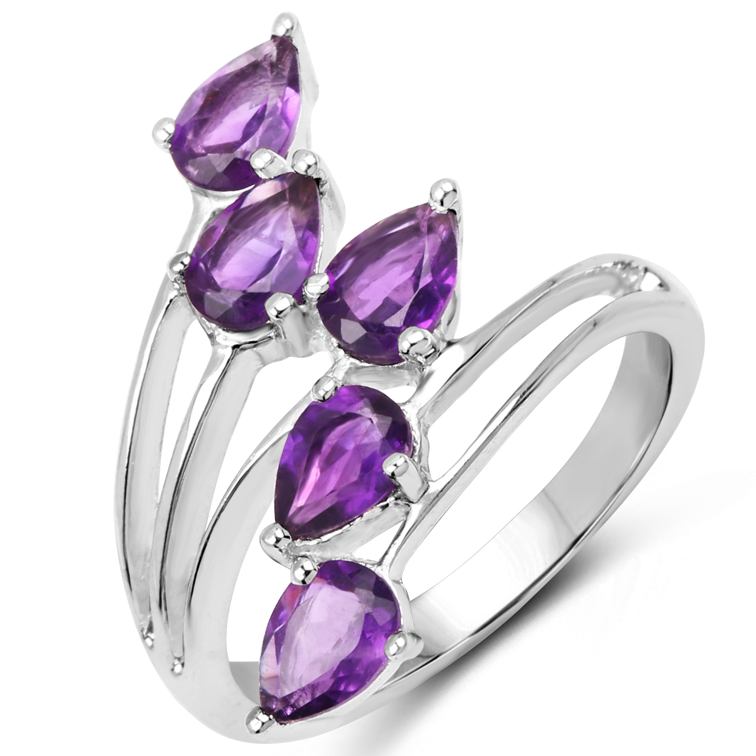 2.00 Carat Genuine Amethyst .925 Sterling Silver Ring