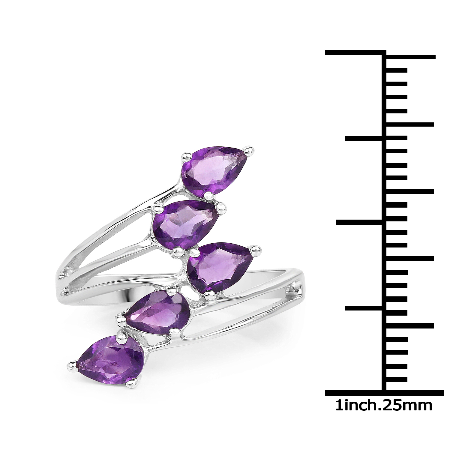 2.00 Carat Genuine Amethyst .925 Sterling Silver Ring