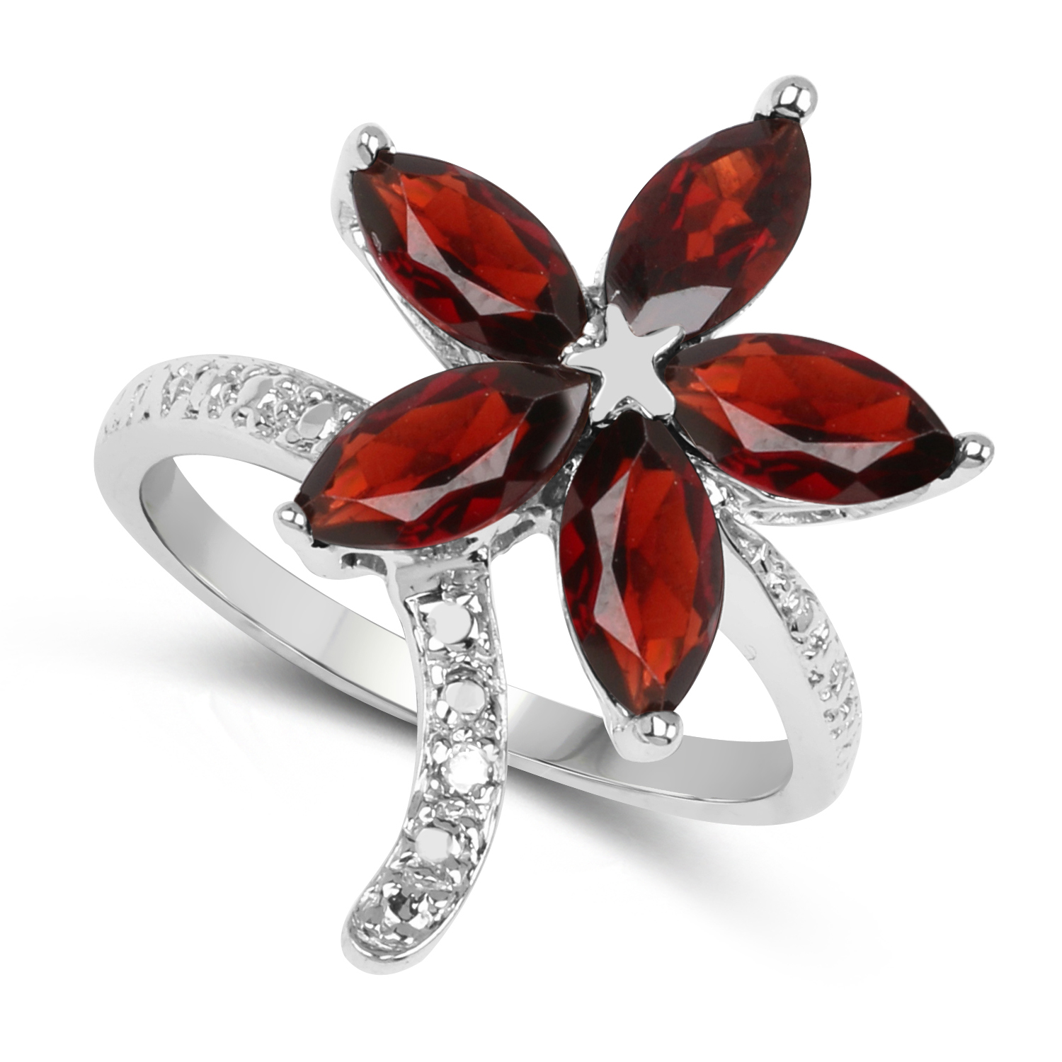4.90 Carat Genuine Garnet & Cubic Zircon .925 Sterling Silver Ring