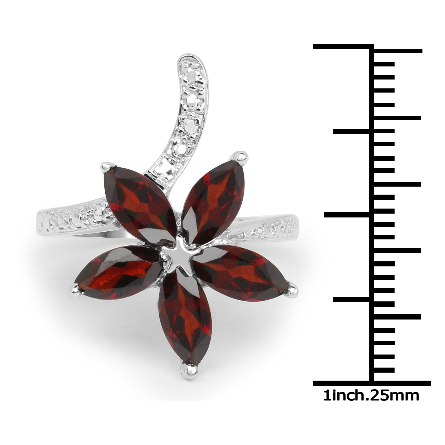 4.90 Carat Genuine Garnet & Cubic Zircon .925 Sterling Silver Ring