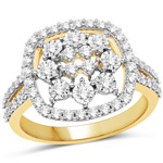 0.91 ctw. Genuine White Diamond Bridal Ring in 14K Yellow Gold