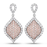 1.24 ctw. Genuine White Diamond Dangle Earrings in 14K White & Rose Gold