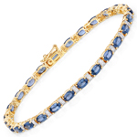 Oval 7.80 ctw Blue Sapphire Bracelet in 14K Yellow Gold
