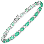 9.68 ctw. Genuine Emerald and 0.26 ctw. White Diamond Tennis Bracelet in 14K White Gold